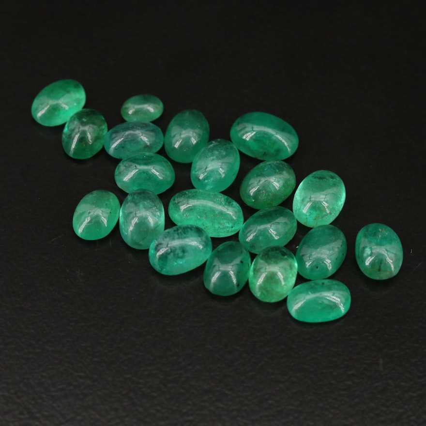 Loose 19.15 CTW Oval Emerald Cabochons