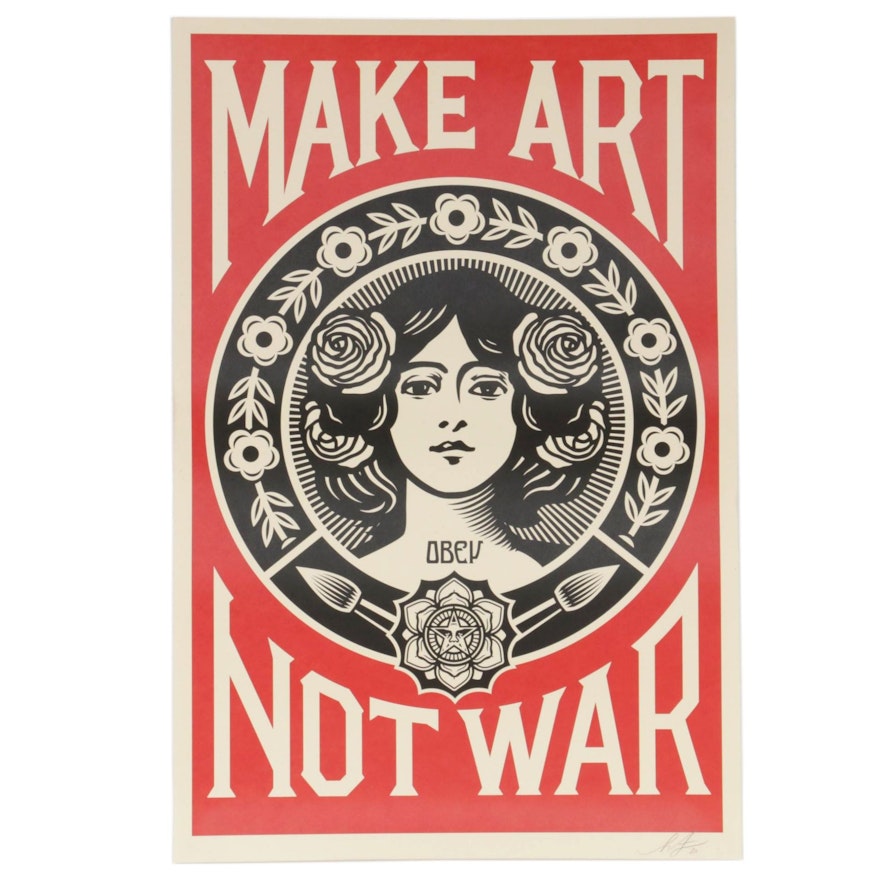 Shepard Fairey Offset Poster "Make Art Not War," 2020