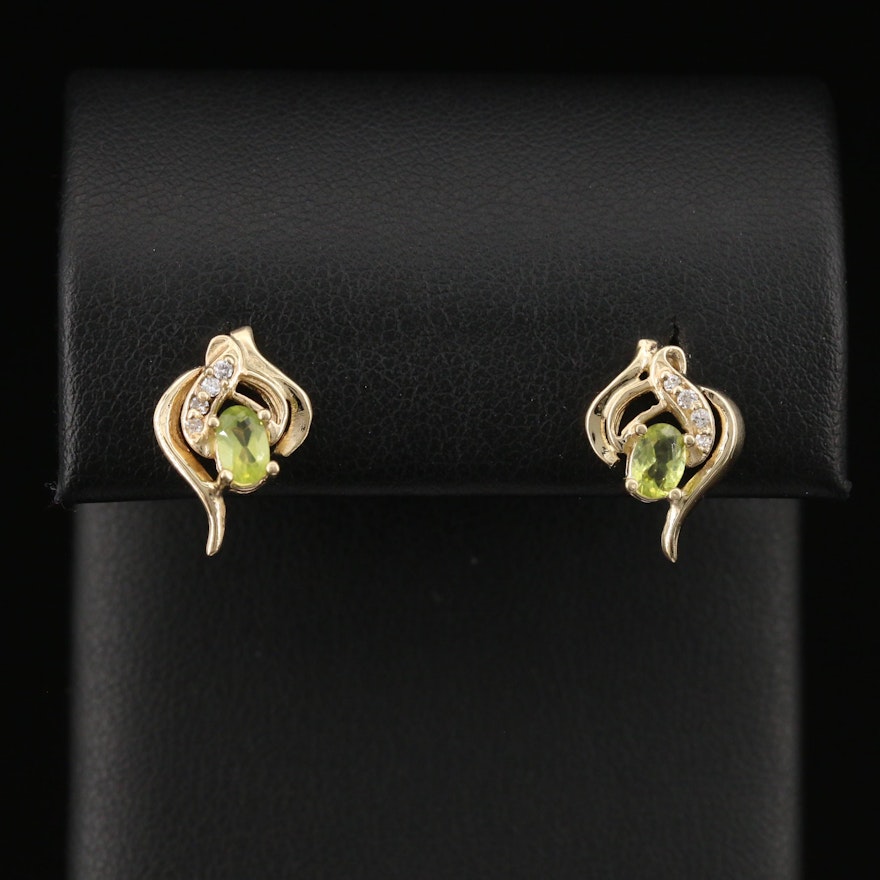 14K Peridot and Diamond Earrings