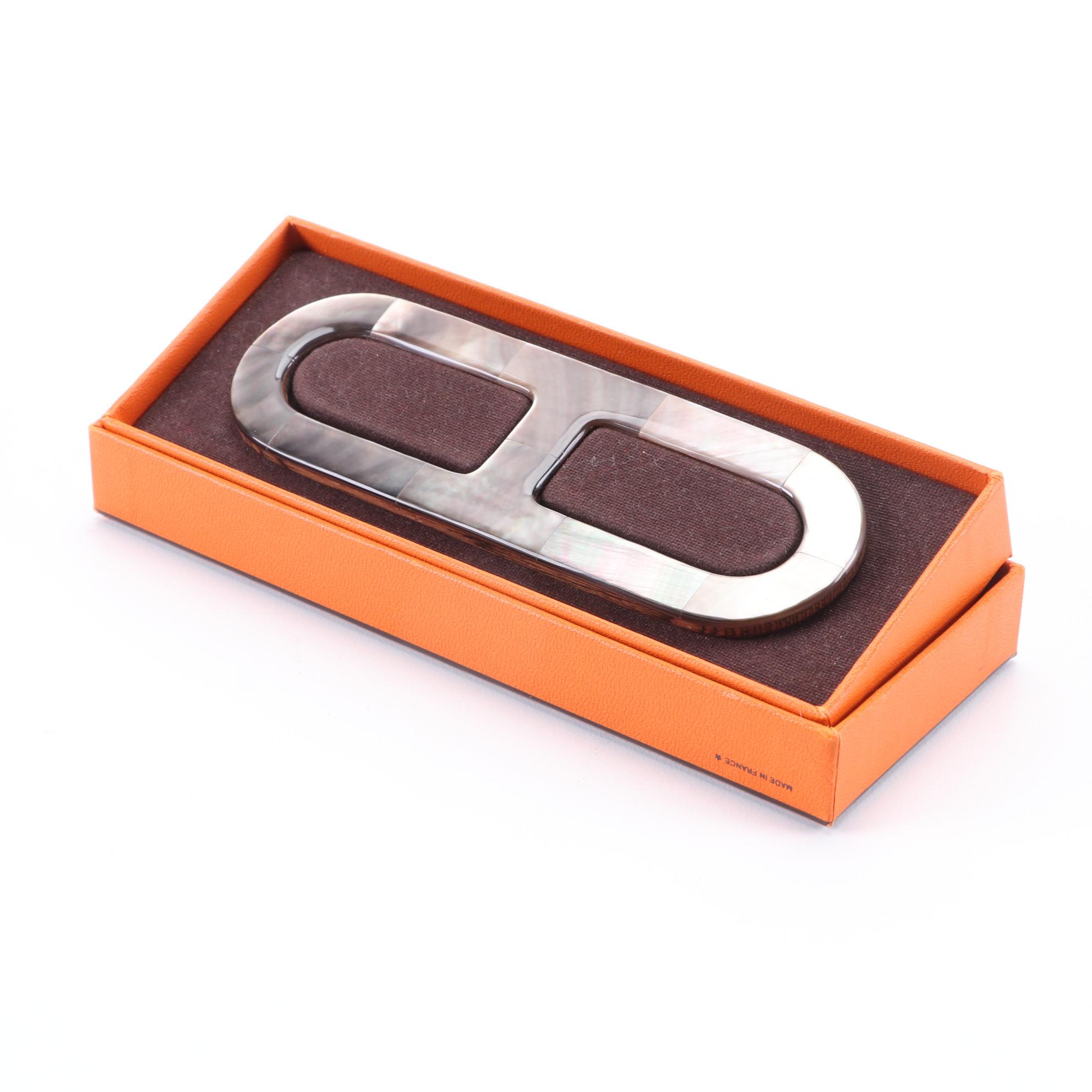 Hermès Chaîne d'Ancre Mother-of-Pearl and Wood Scarf Ring