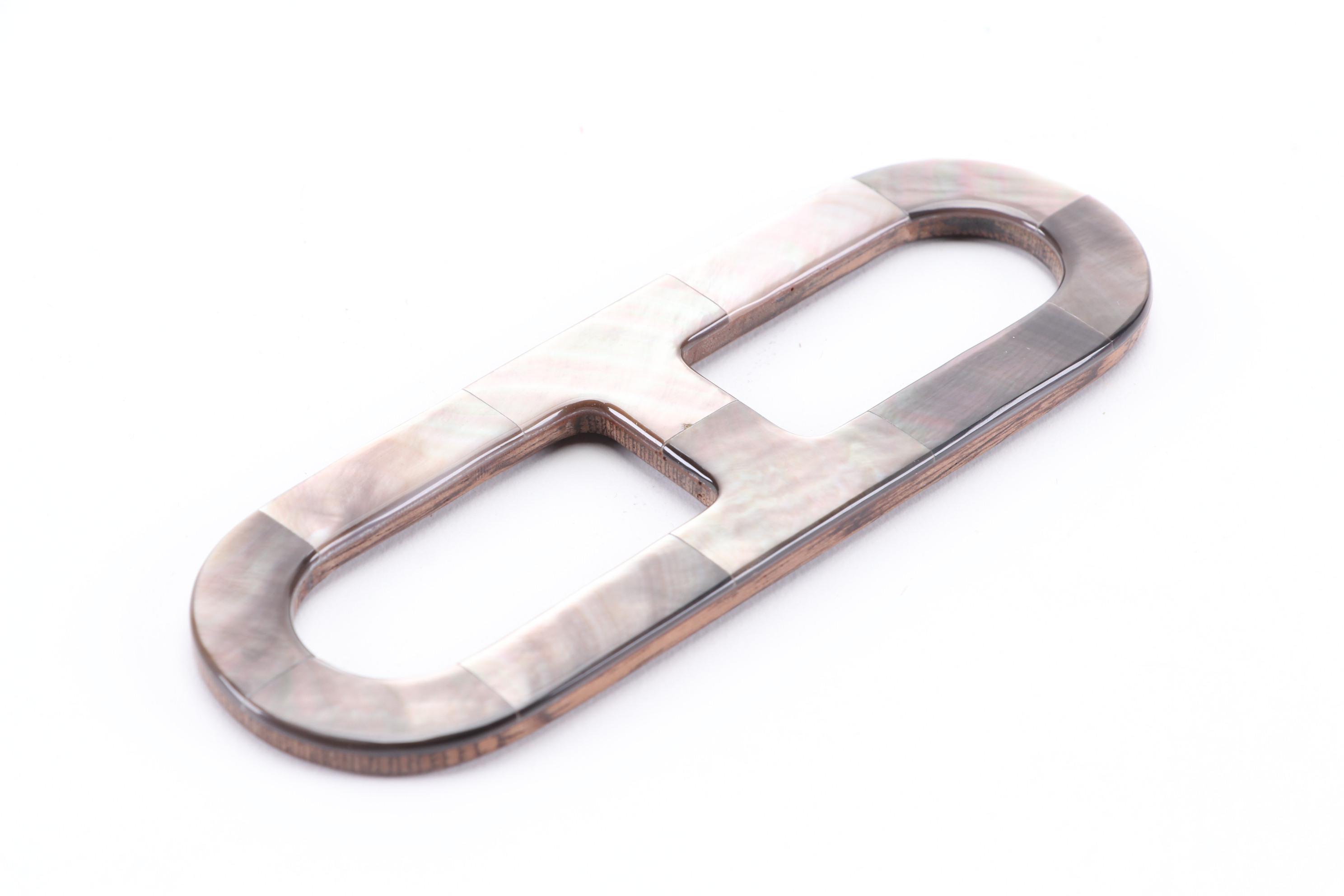 Hermès Chaîne d'Ancre Mother-of-Pearl and Wood Scarf Ring