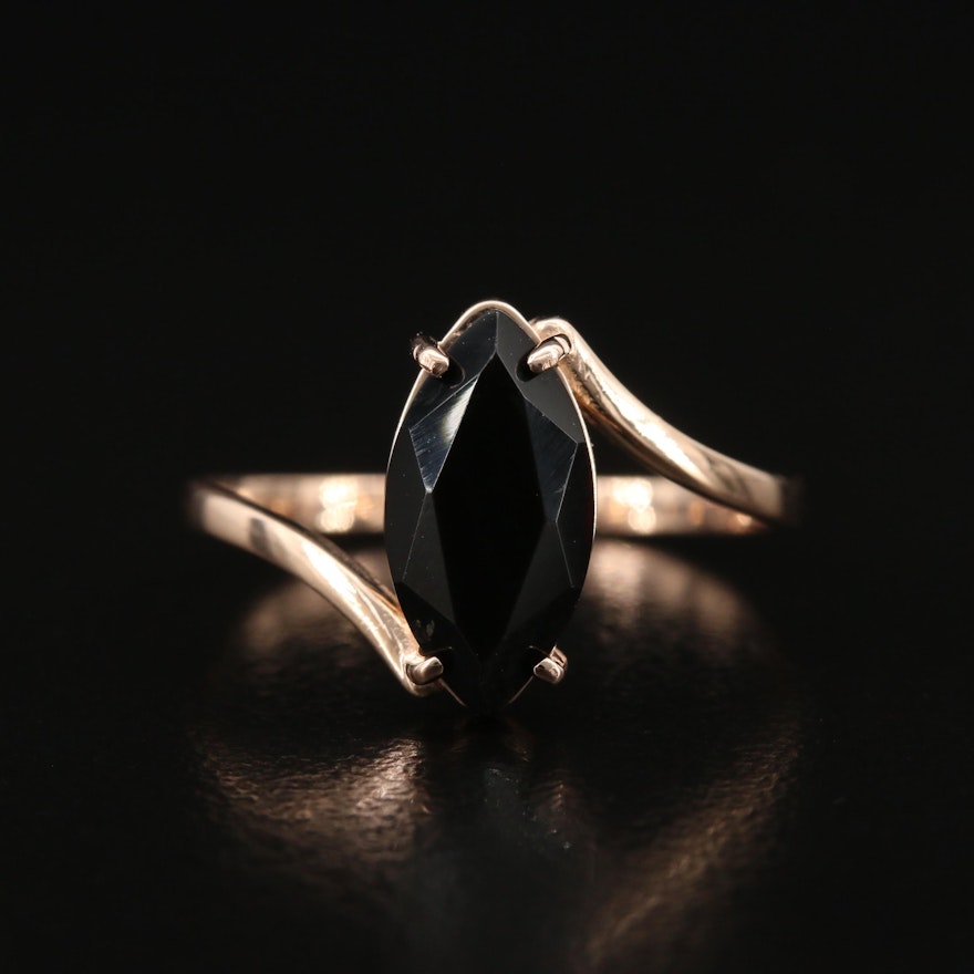 14K Black Onyx Bypass Ring