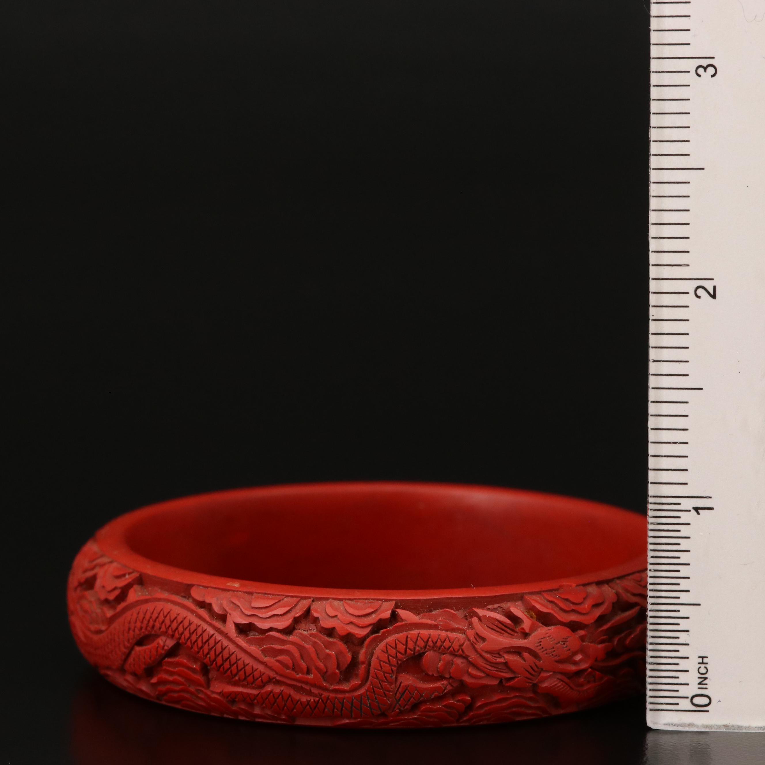 Carved Faux Cinnabar Bangle