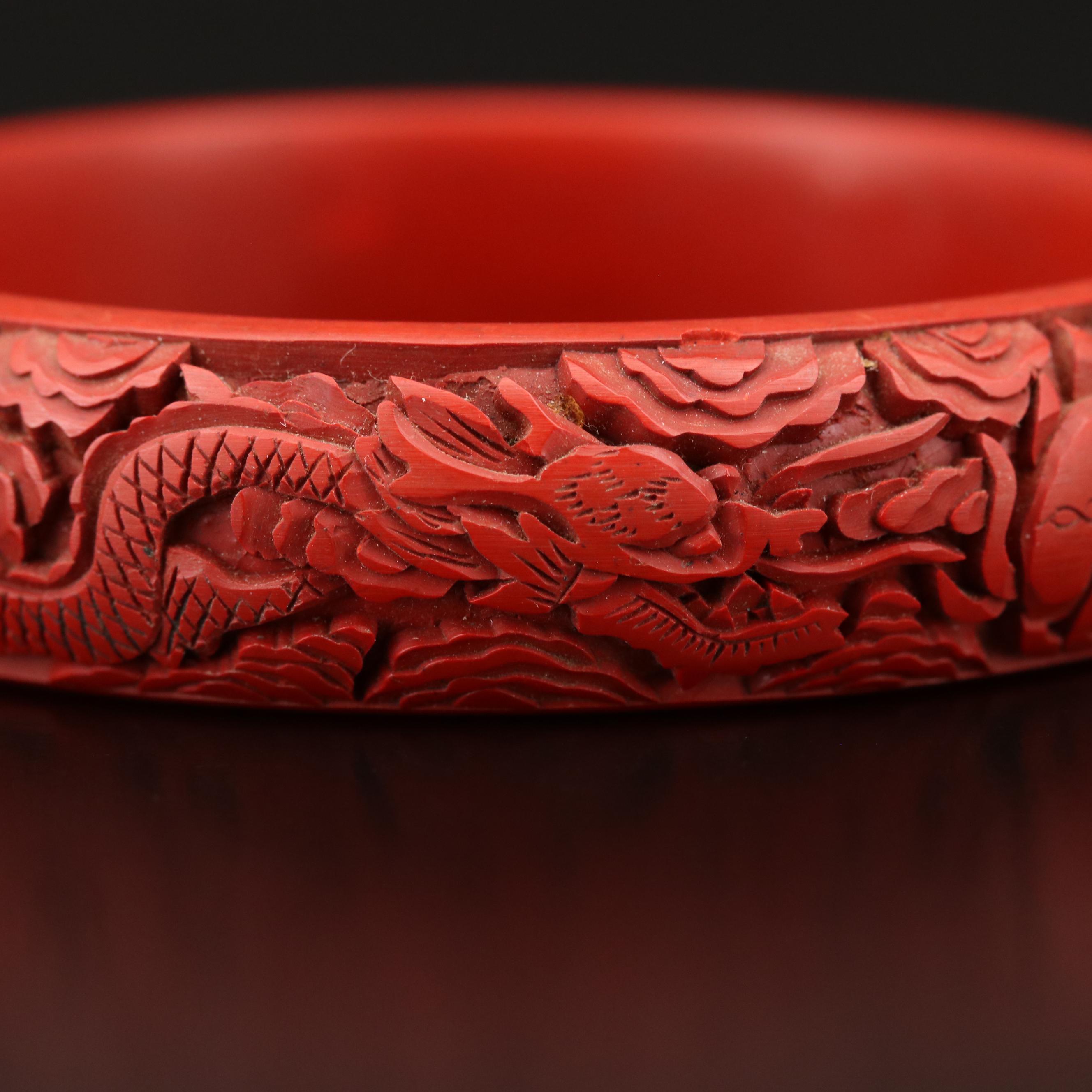 Carved Faux Cinnabar Bangle