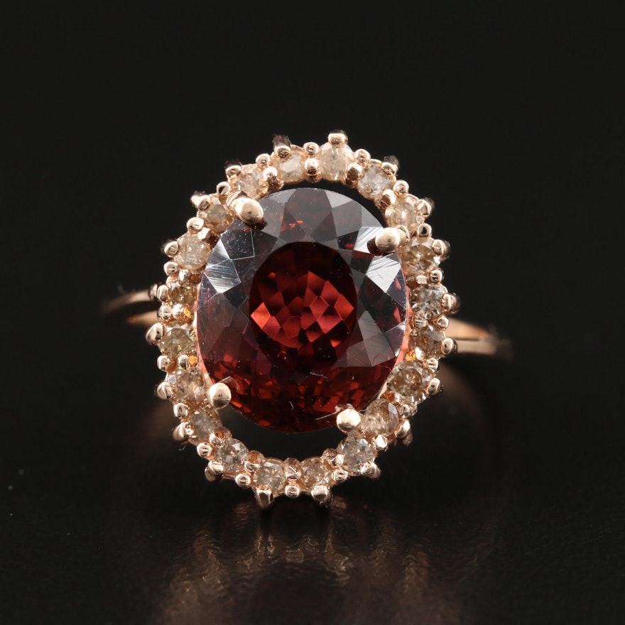 14K 4.59 CT Tourmaline Ring with Diamond Halo