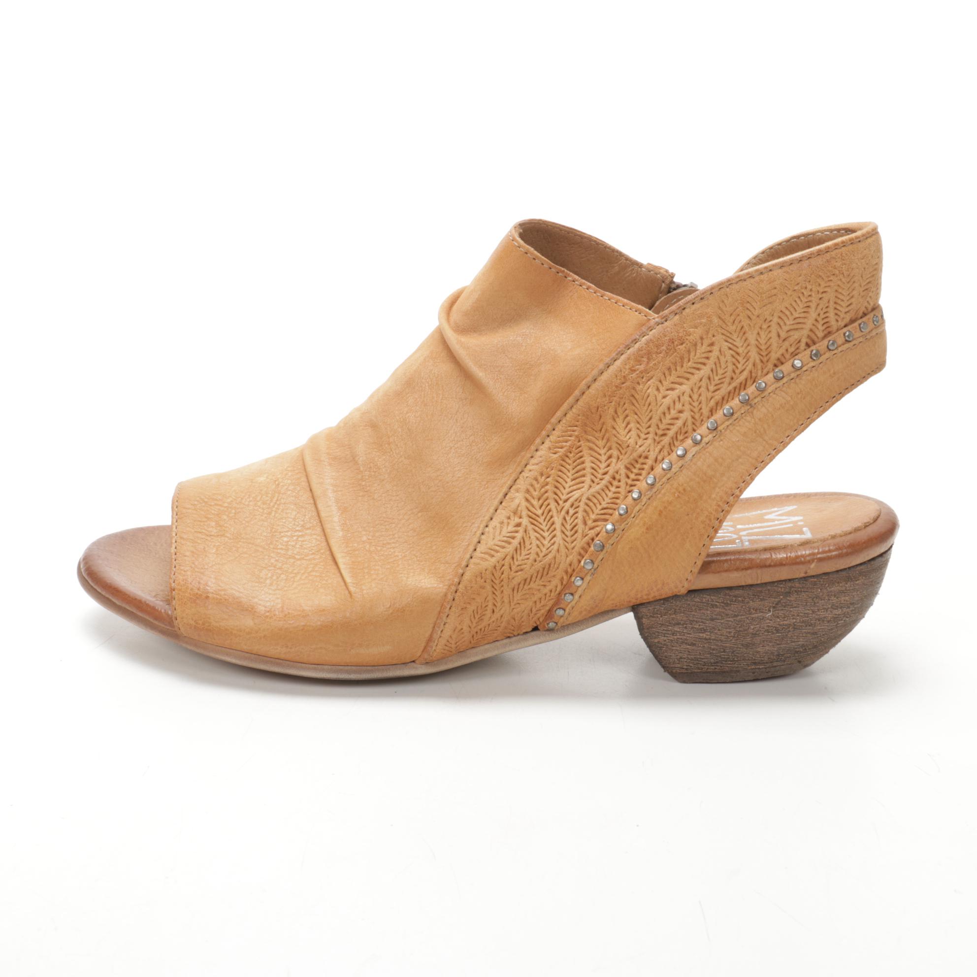 Miz Mooz Molly and Chase Wide Leather Sandals in Midnight and Wheat