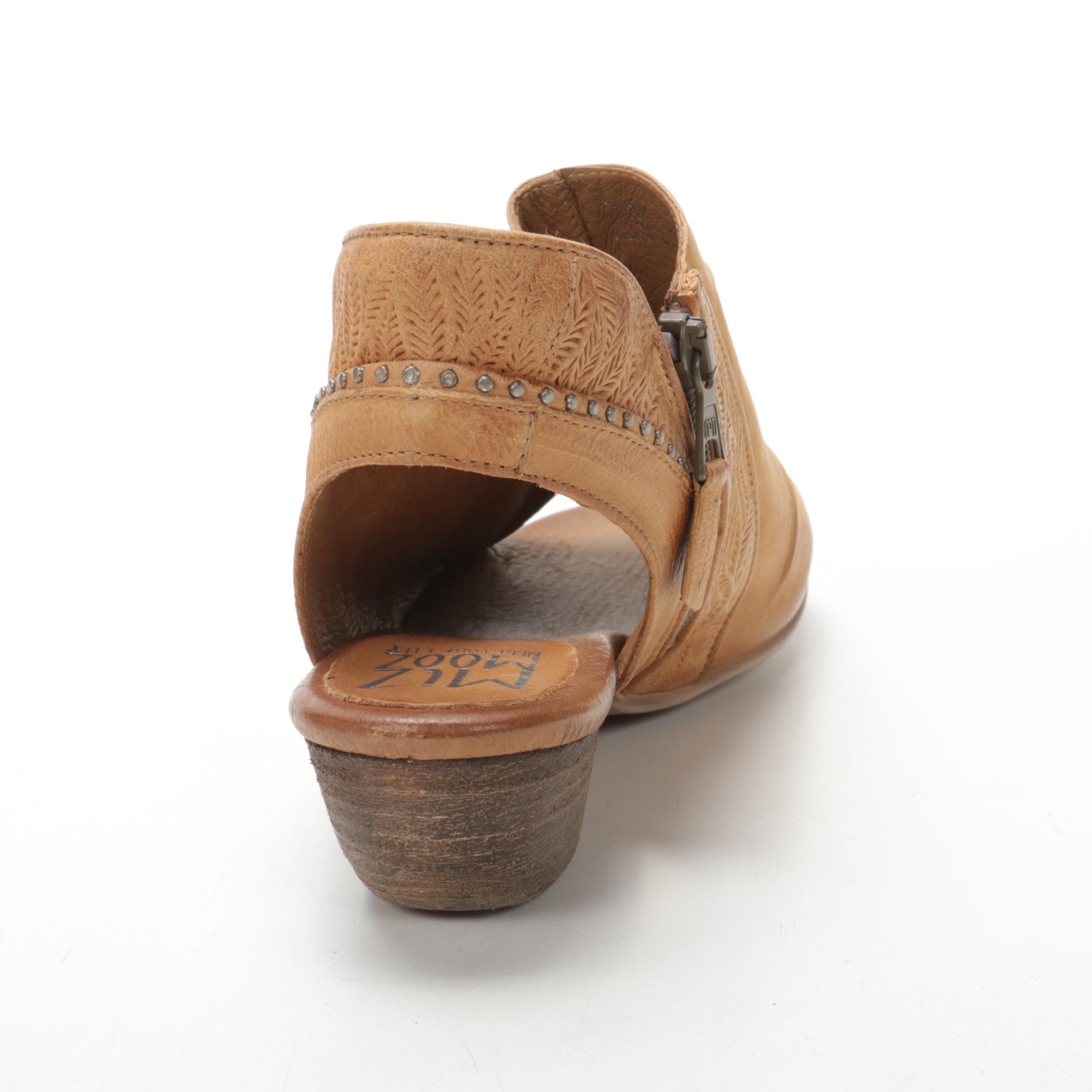 Miz Mooz Molly and Chase Wide Leather Sandals in Midnight and Wheat
