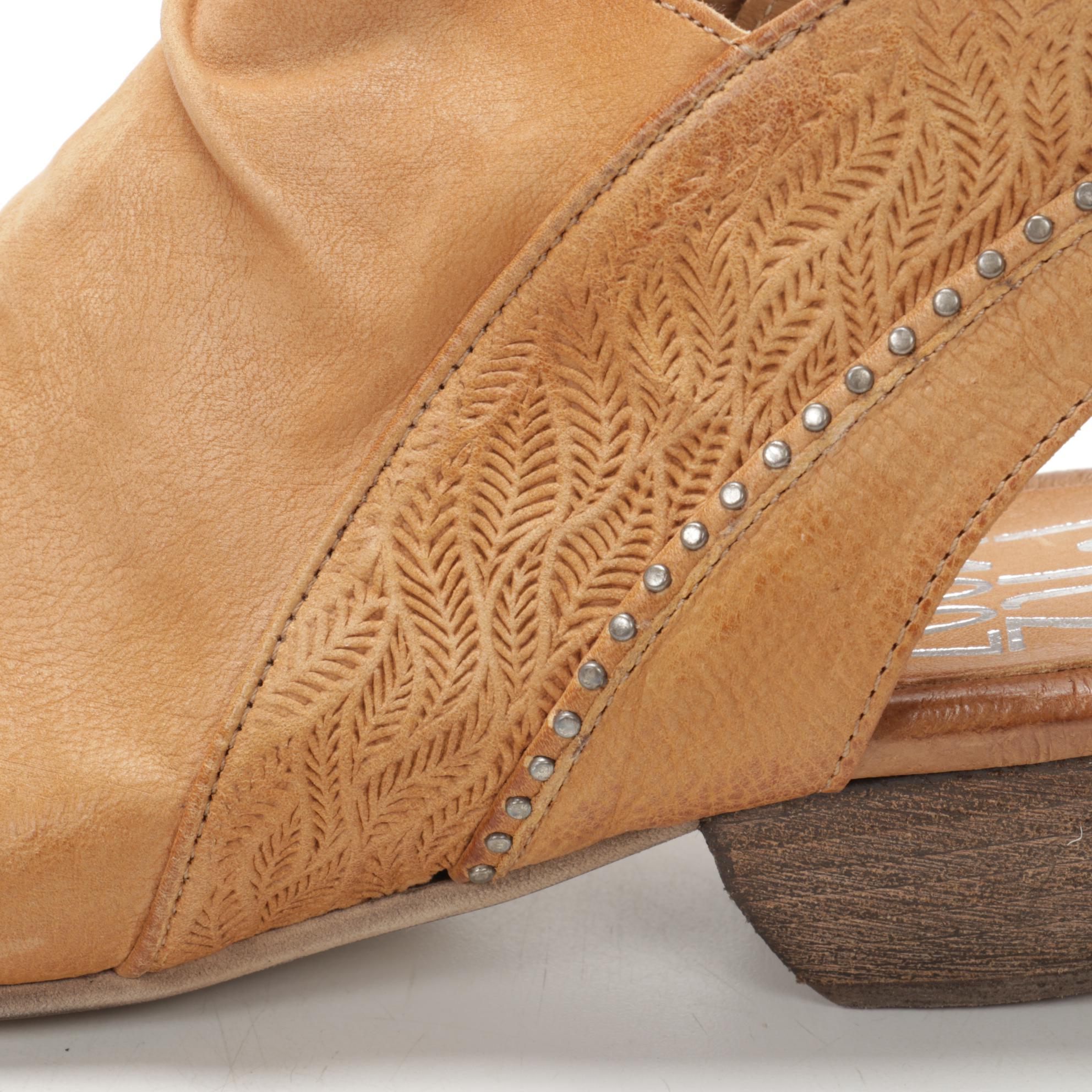 Miz Mooz Molly and Chase Wide Leather Sandals in Midnight and Wheat