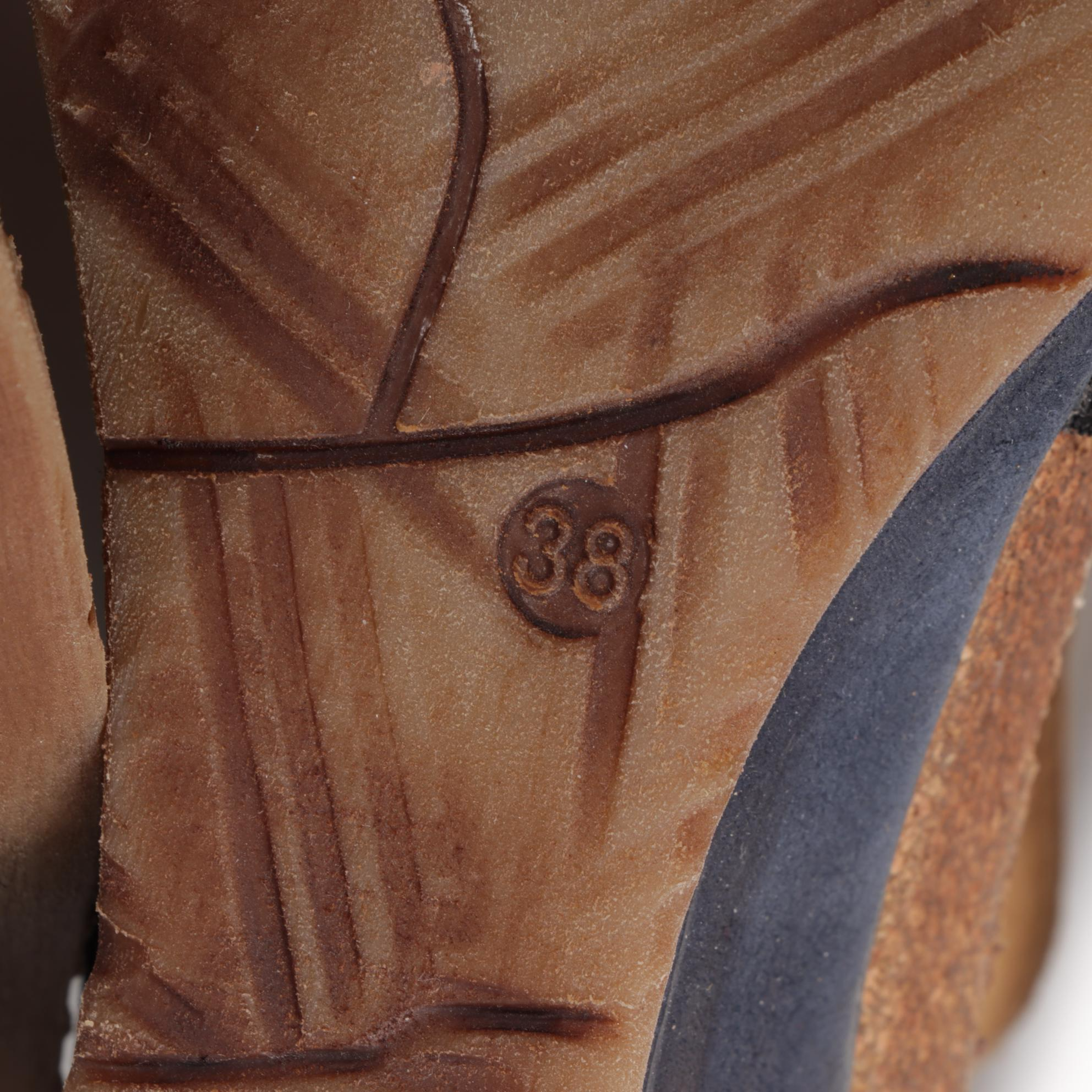 Miz Mooz Molly and Chase Wide Leather Sandals in Midnight and Wheat