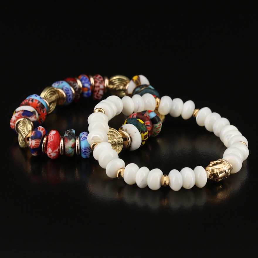 5th & Arrow Mother of Pearl and Glass Expandable Bracelets