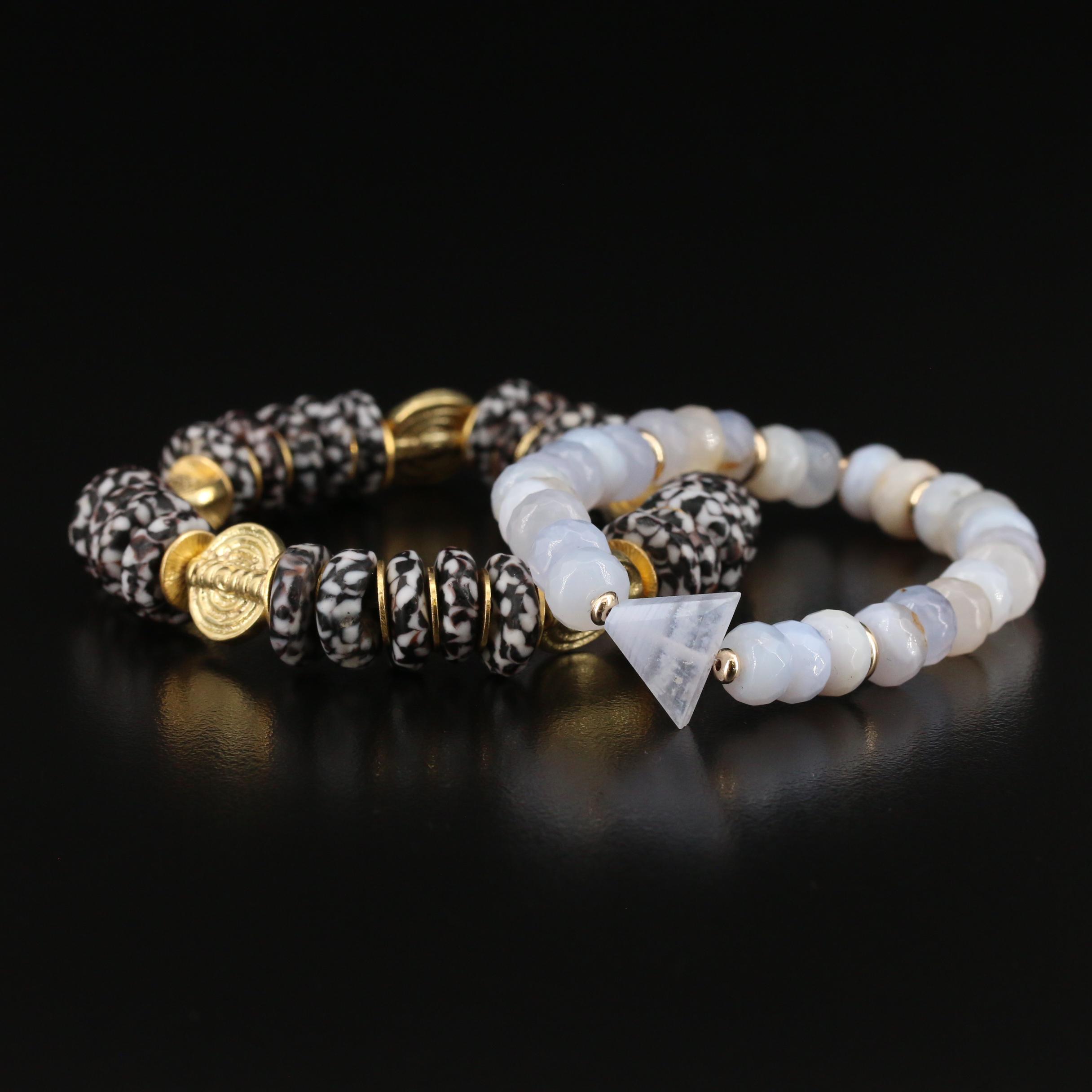 5th & Arrow Agate and Glass Expandable Bracelets