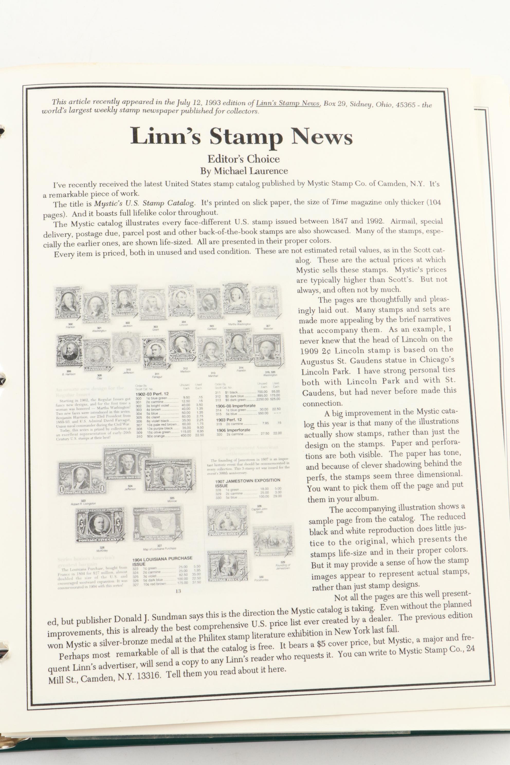 "American Heirloom Collection of United States Stamps."