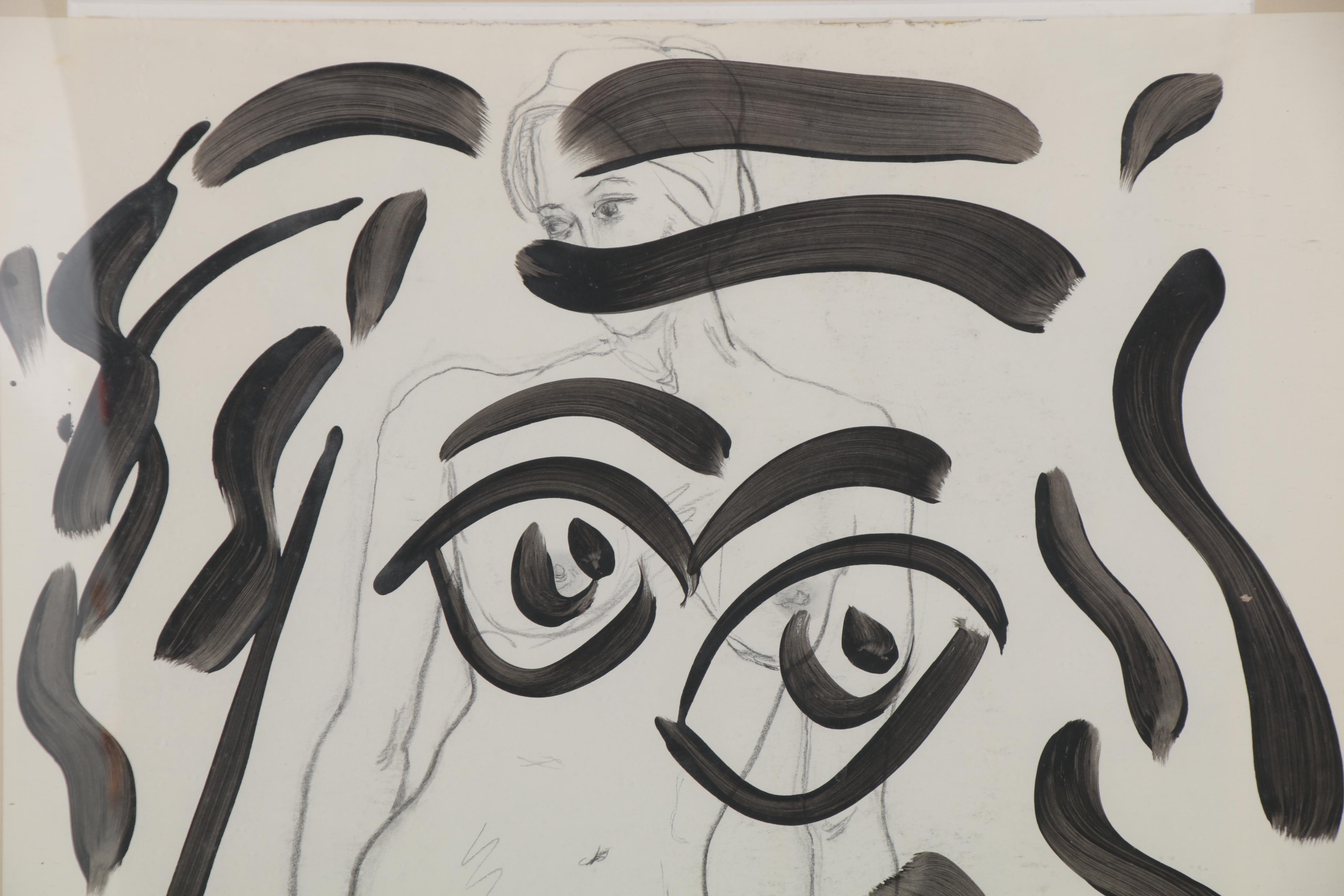 Peter Keil Mixed Media Painting "Lady," 1974