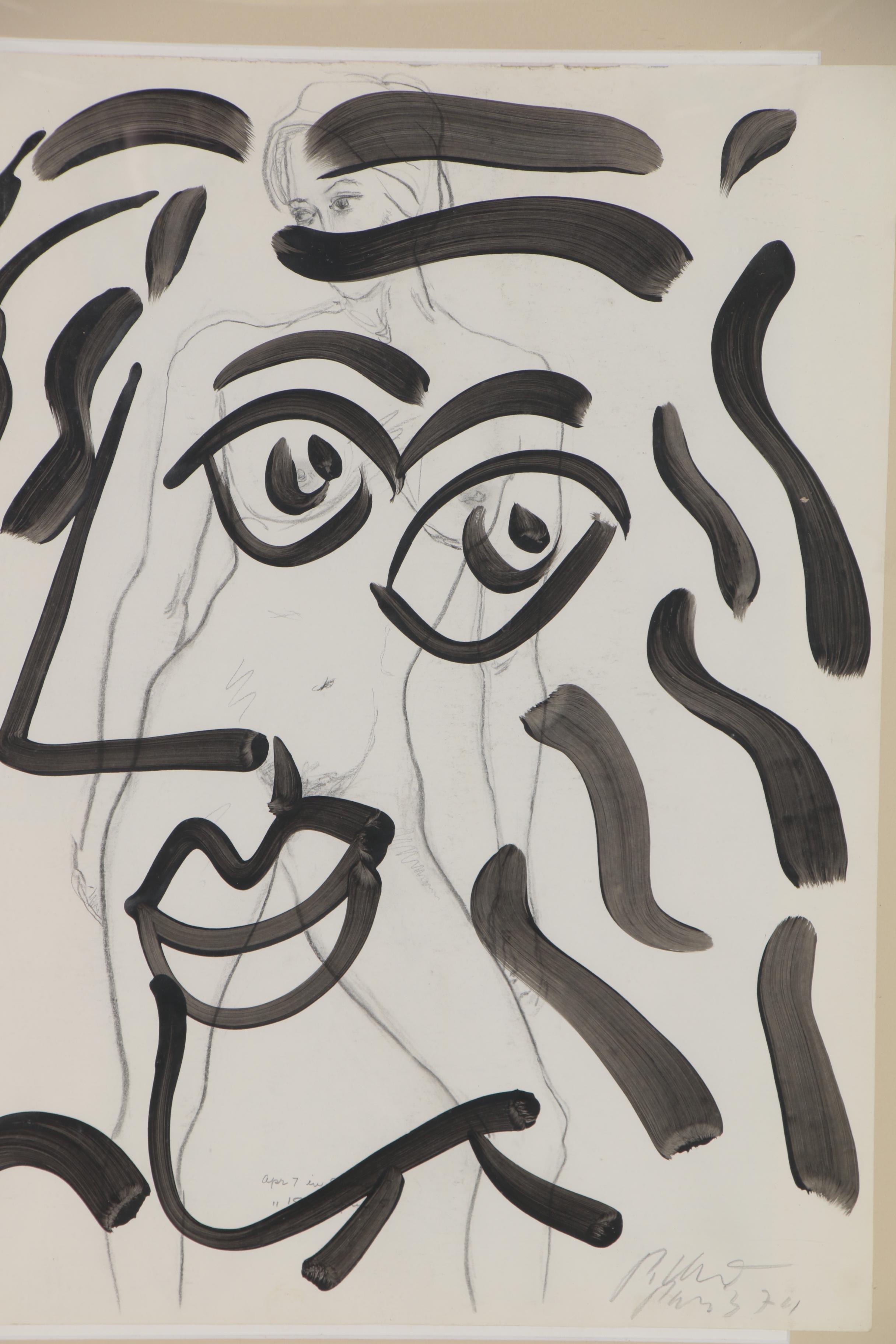 Peter Keil Mixed Media Painting "Lady," 1974