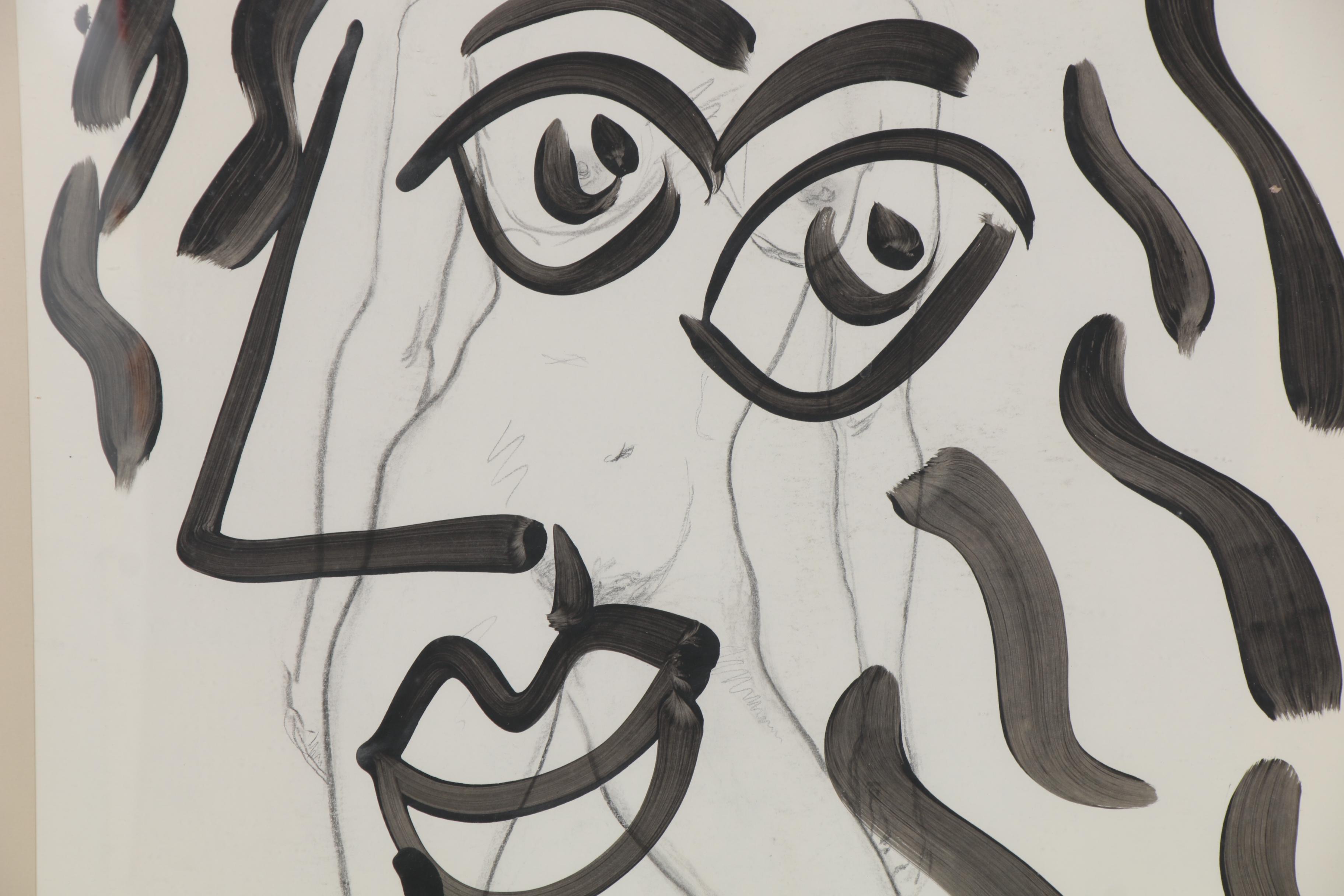 Peter Keil Mixed Media Painting "Lady," 1974