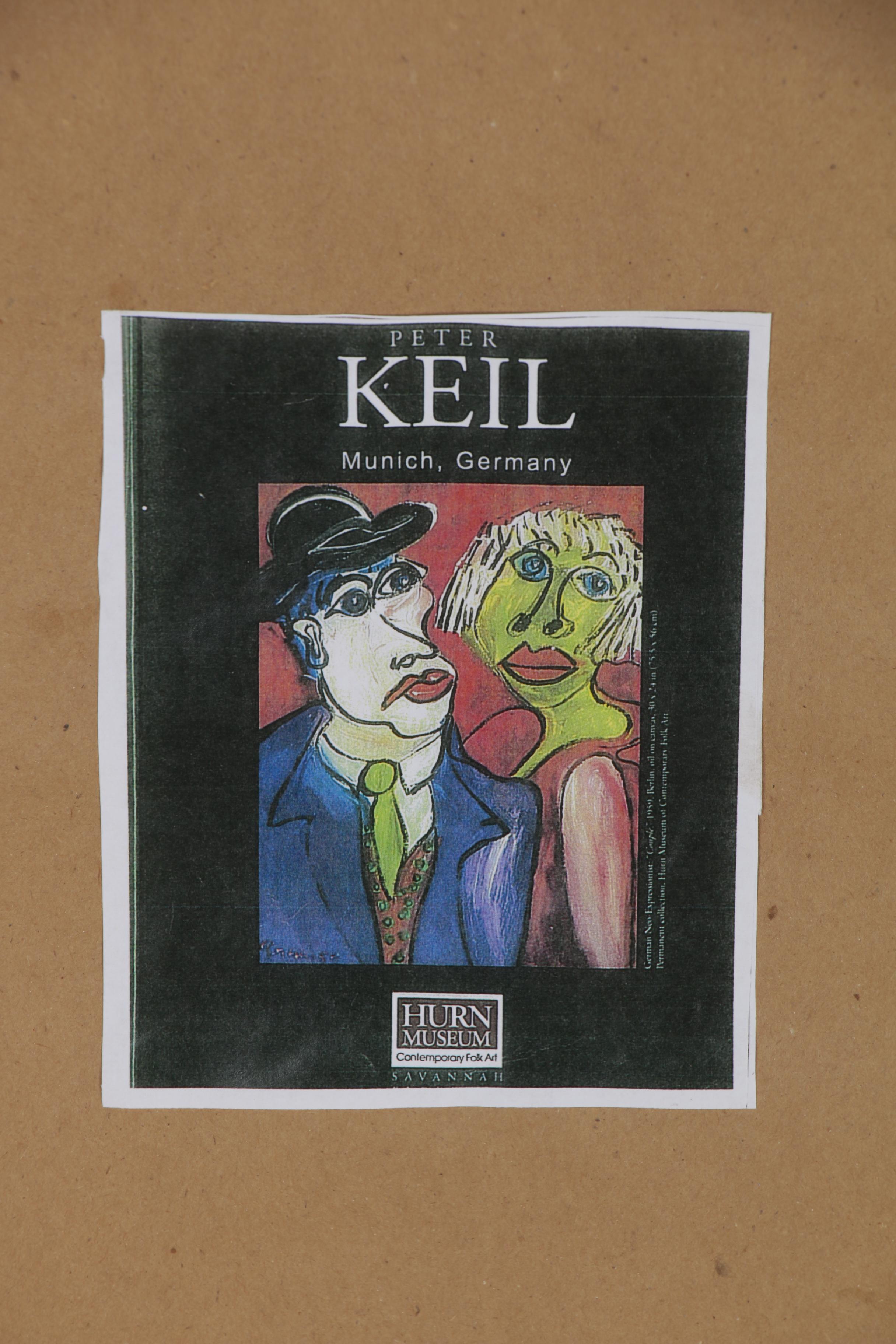 Peter Keil Mixed Media Painting "Lady," 1974