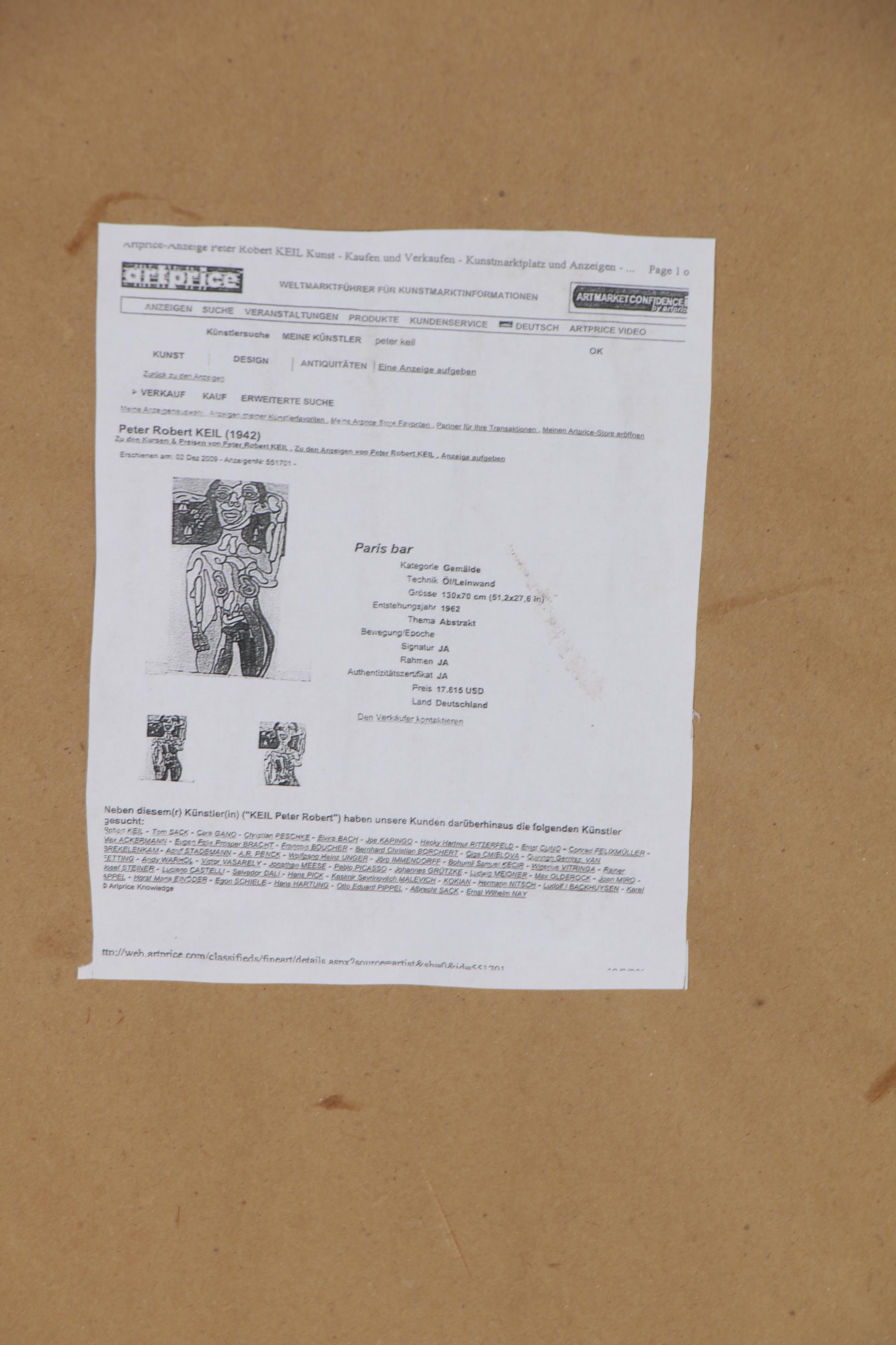 Peter Keil Mixed Media Painting "Lady," 1974