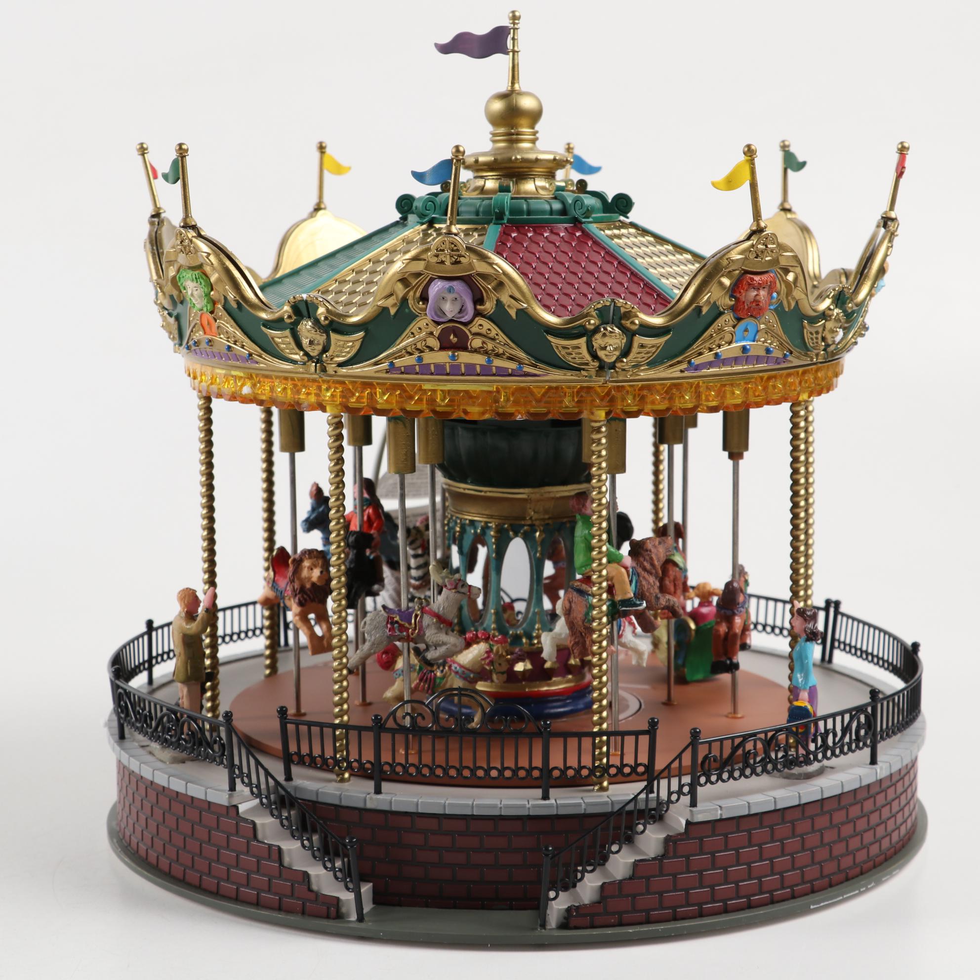 Lemax Carnival Ride Figures Including "Sunshine Carousel" and "Crazy Cars"