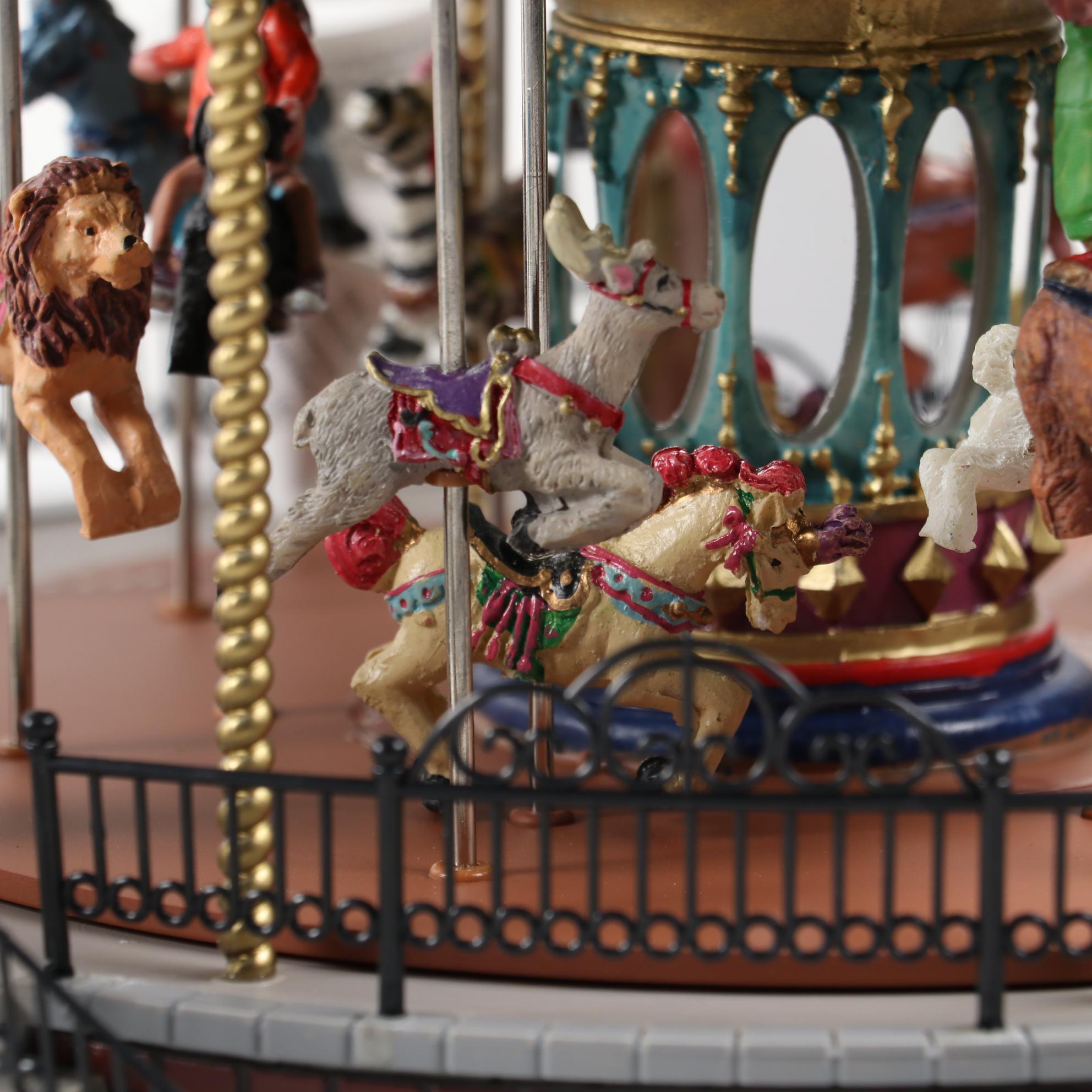 Lemax Carnival Ride Figures Including "Sunshine Carousel" and "Crazy Cars"