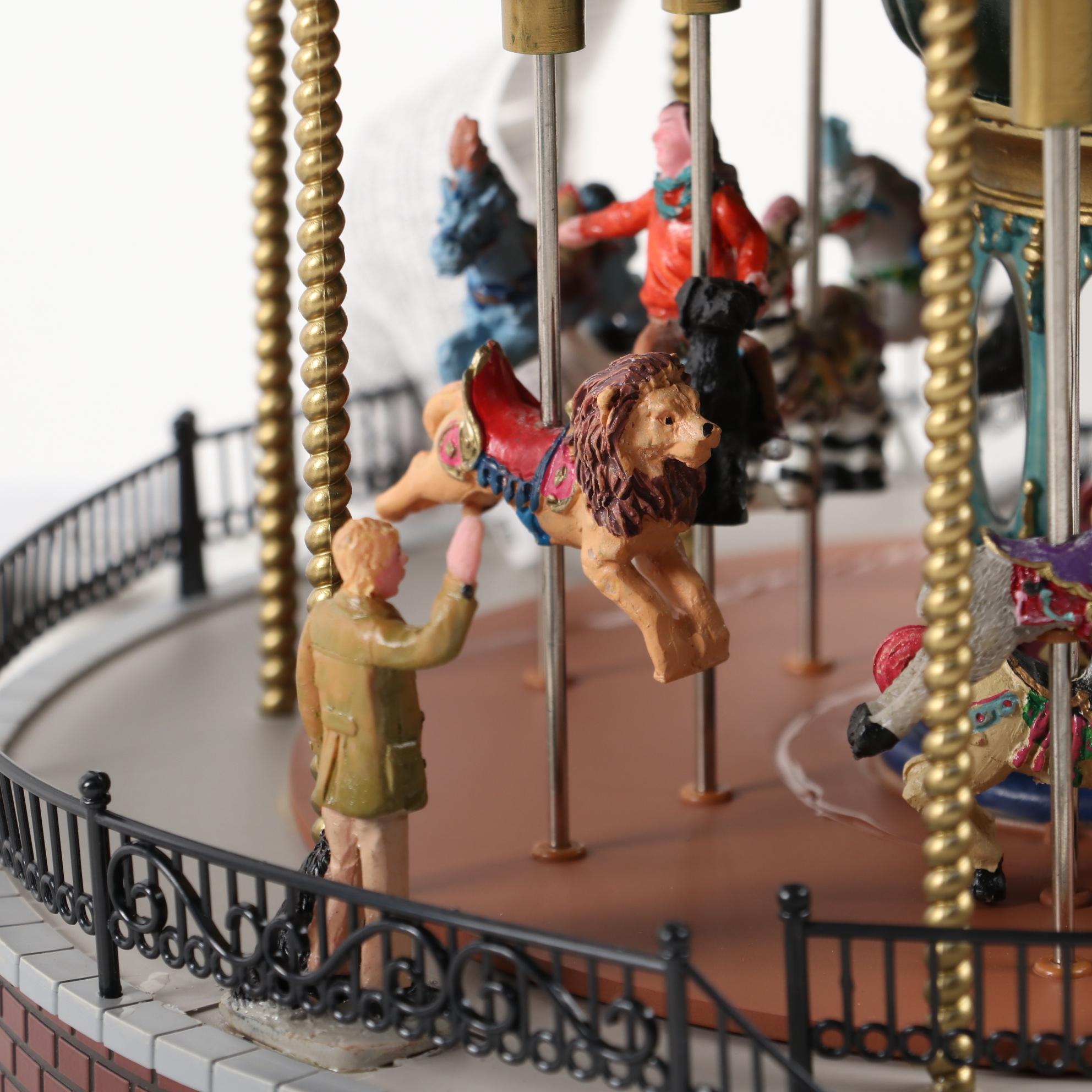 Lemax Carnival Ride Figures Including "Sunshine Carousel" and "Crazy Cars"