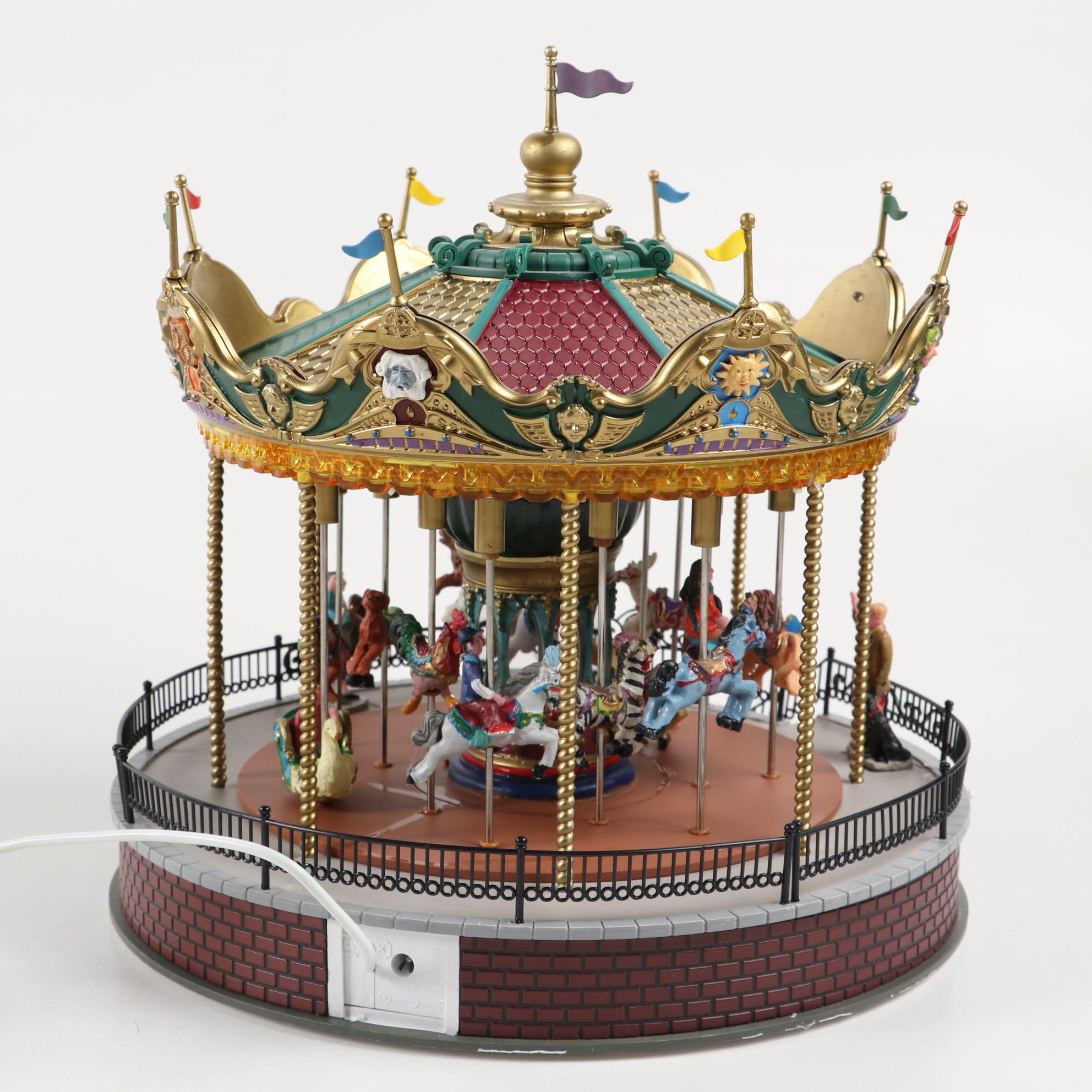 Lemax Carnival Ride Figures Including "Sunshine Carousel" and "Crazy Cars"