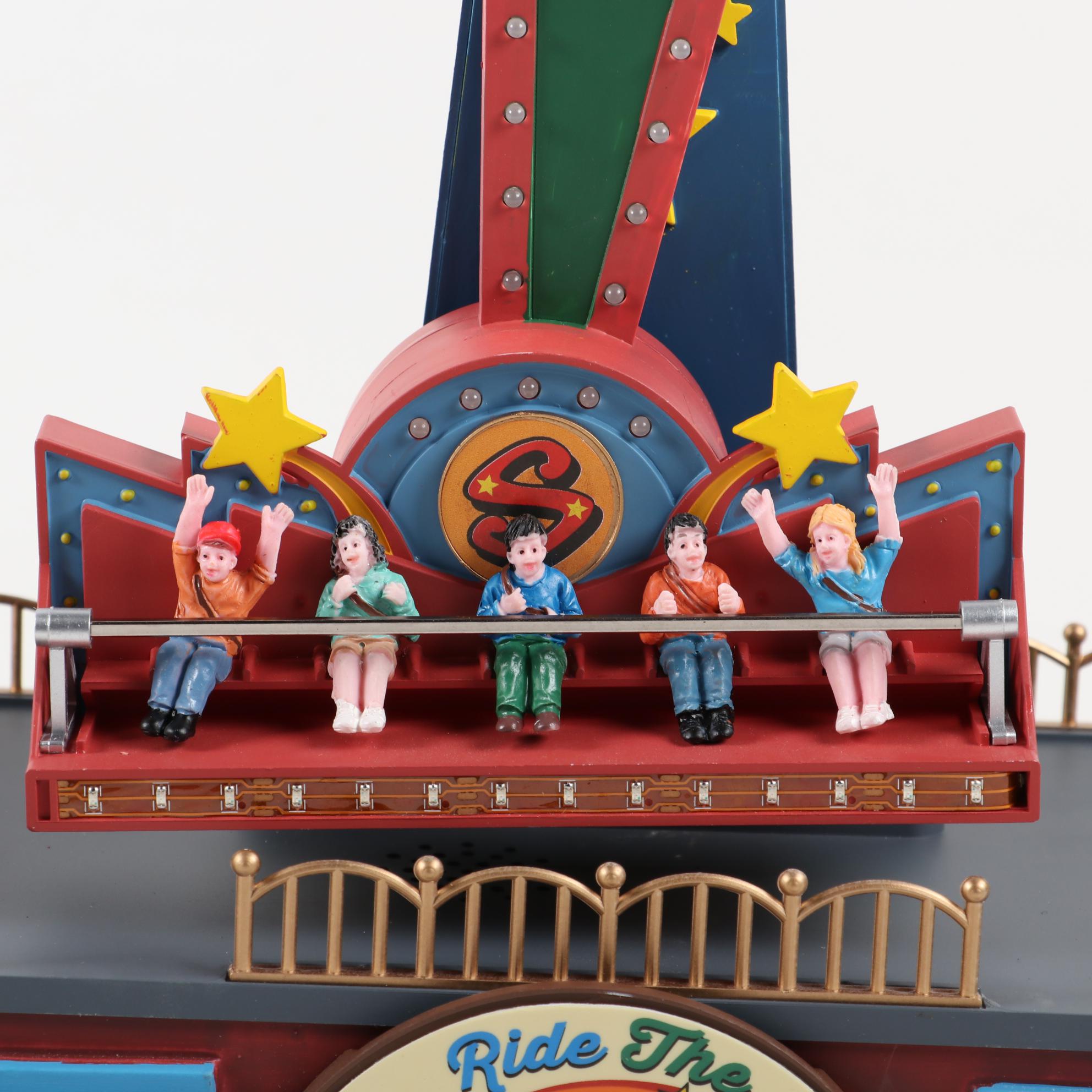 Lemax Carnival Ride Figures Including "Sunshine Carousel" and "Crazy Cars"