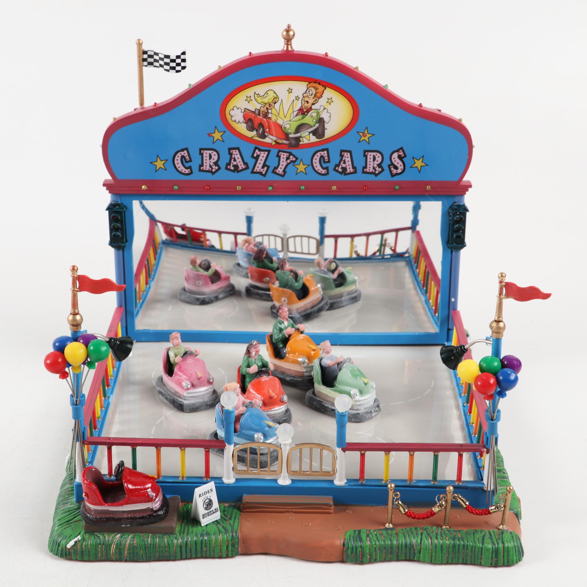 Lemax Carnival Ride Figures Including "Sunshine Carousel" and "Crazy Cars"