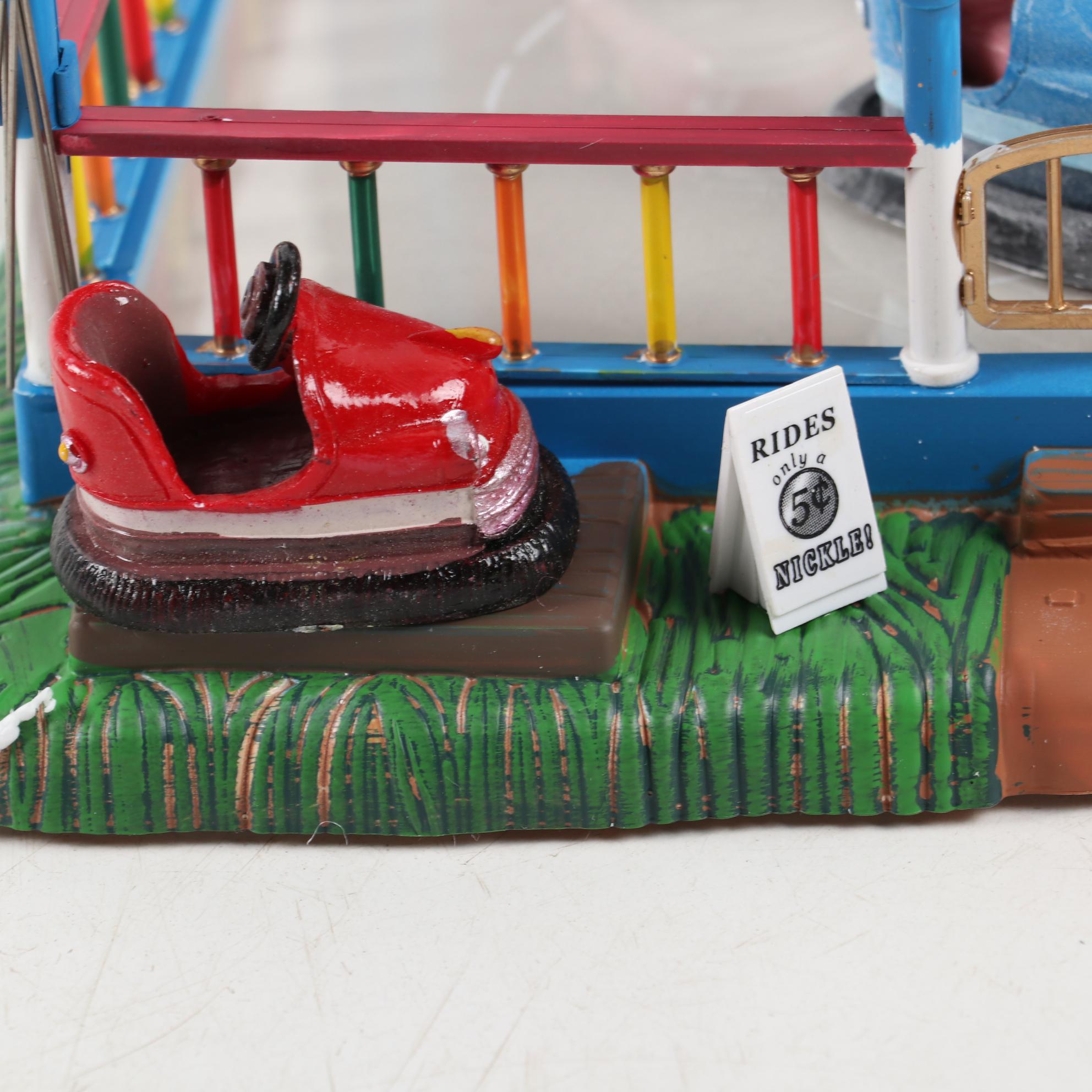 Lemax Carnival Ride Figures Including "Sunshine Carousel" and "Crazy Cars"