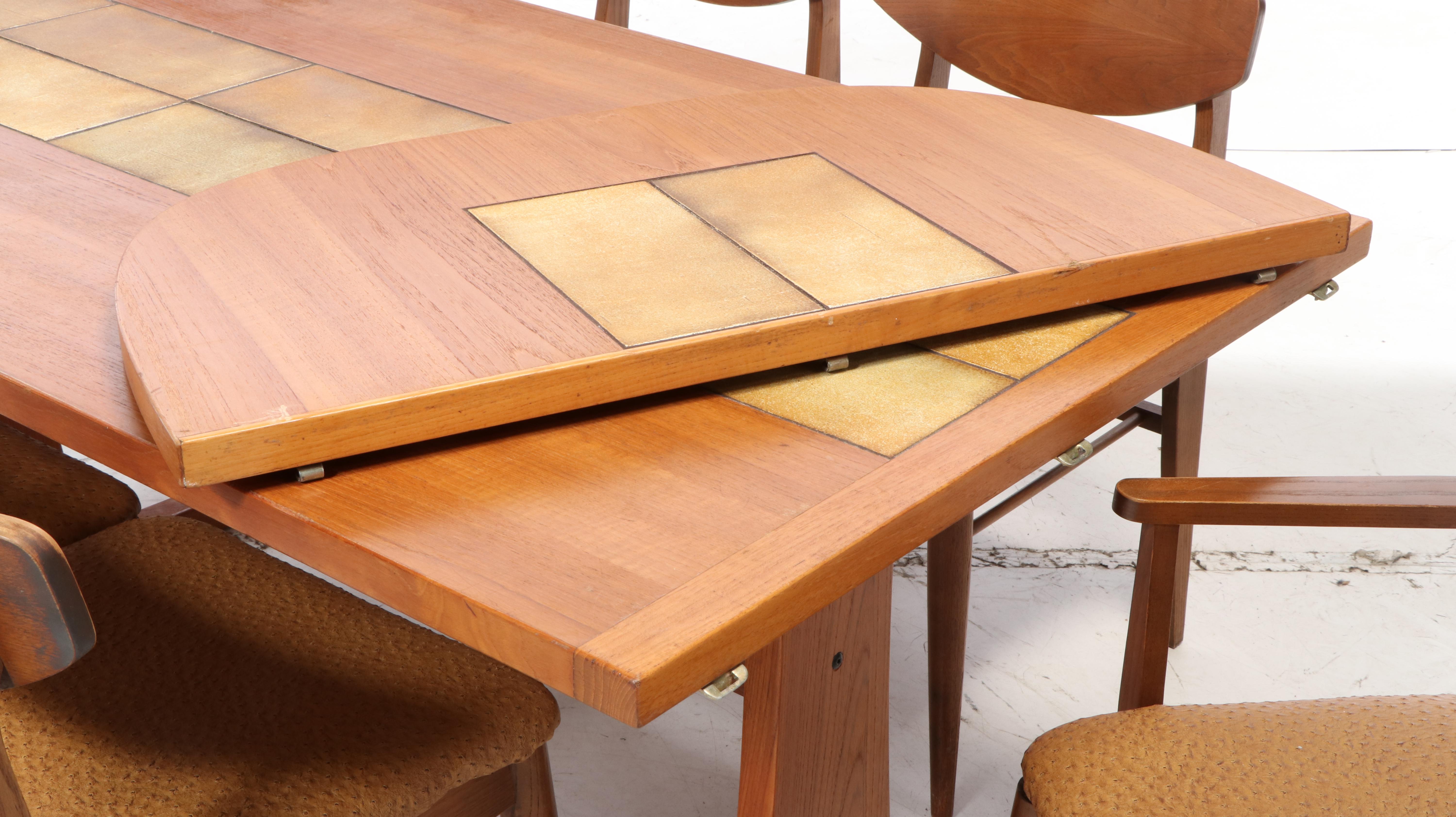 Gangsø Møbler Danish Modern Tile Inset Dining Table with H. Paul Browning Chairs