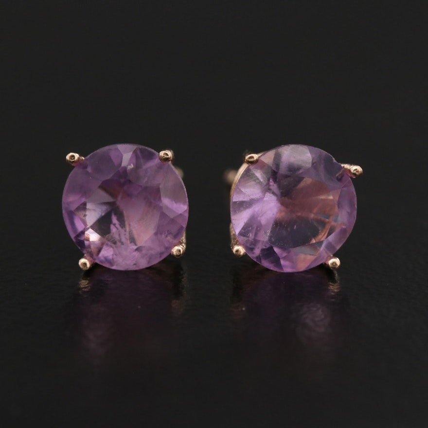 14K Amethyst Stud Earrings