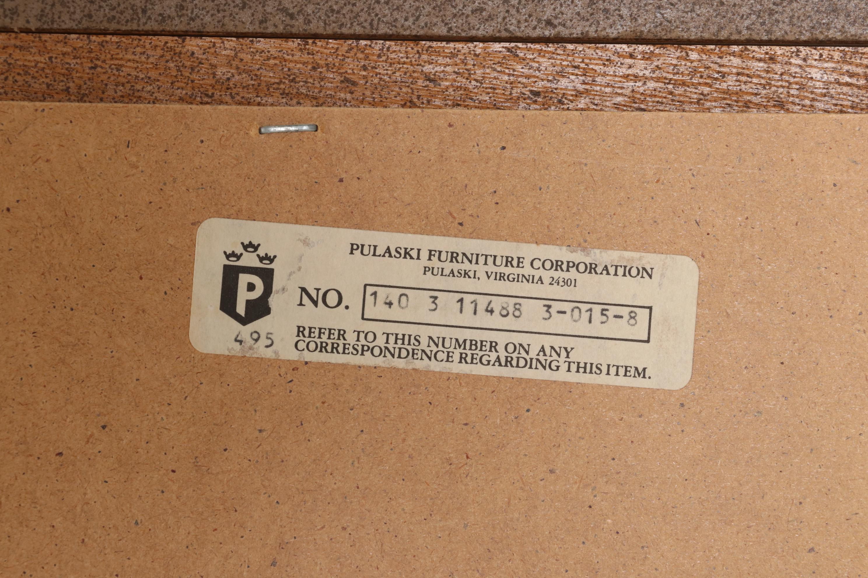 Pulaski Furniture Oak and Glass Display Cabinet, Late 20th Century