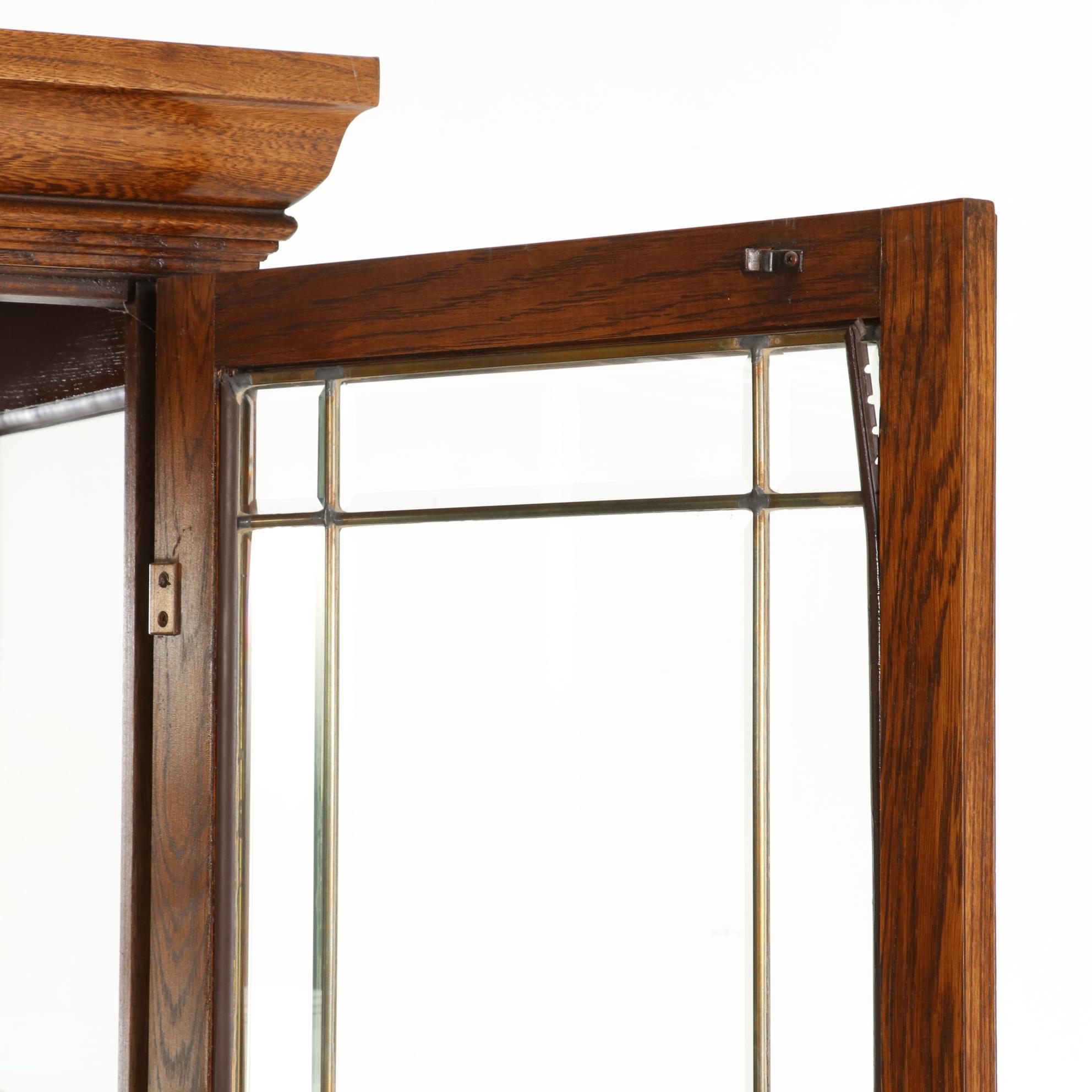 Pulaski Furniture Oak and Glass Display Cabinet, Late 20th Century
