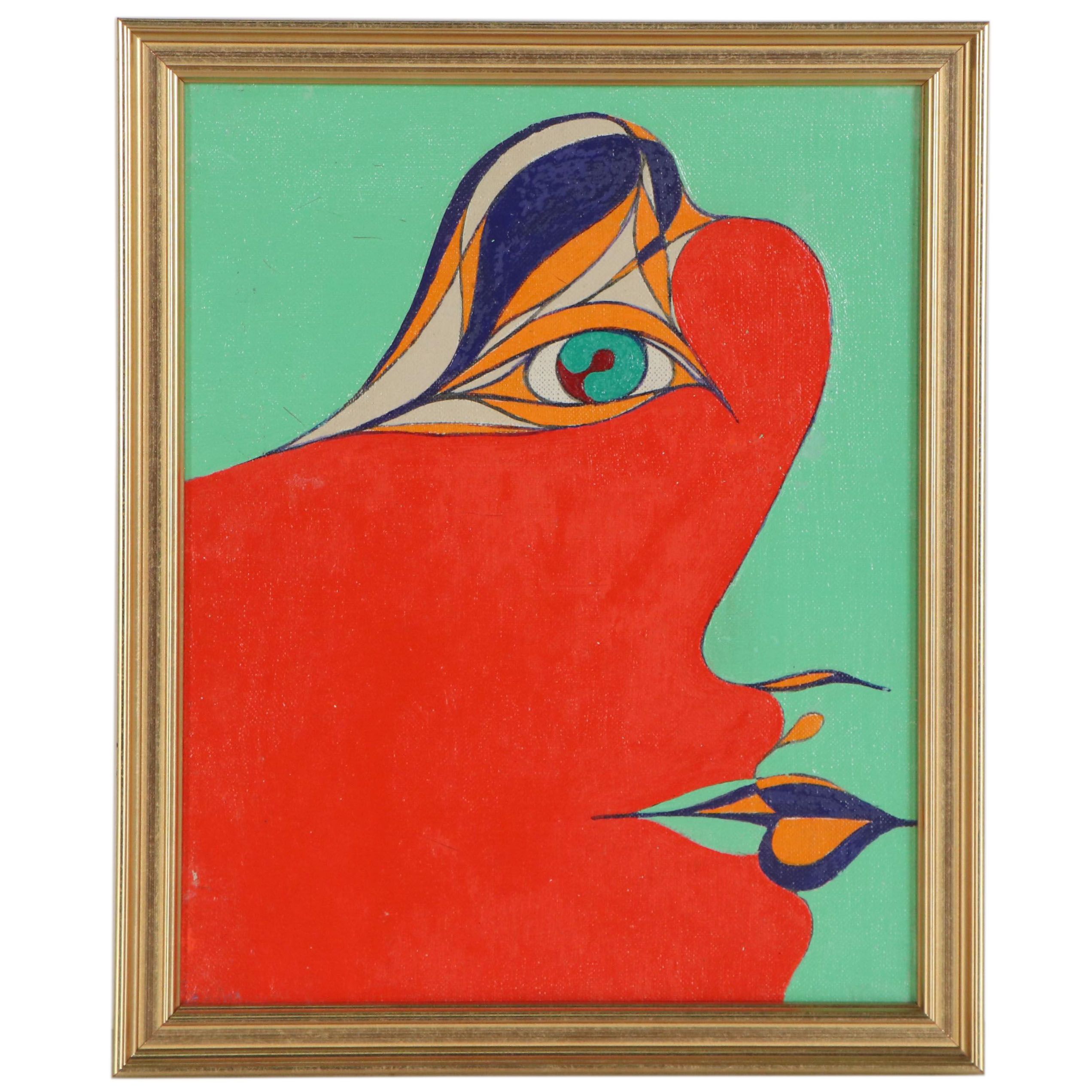 Albert Radoczy Abstract Figural Acrylic Painting, 1962