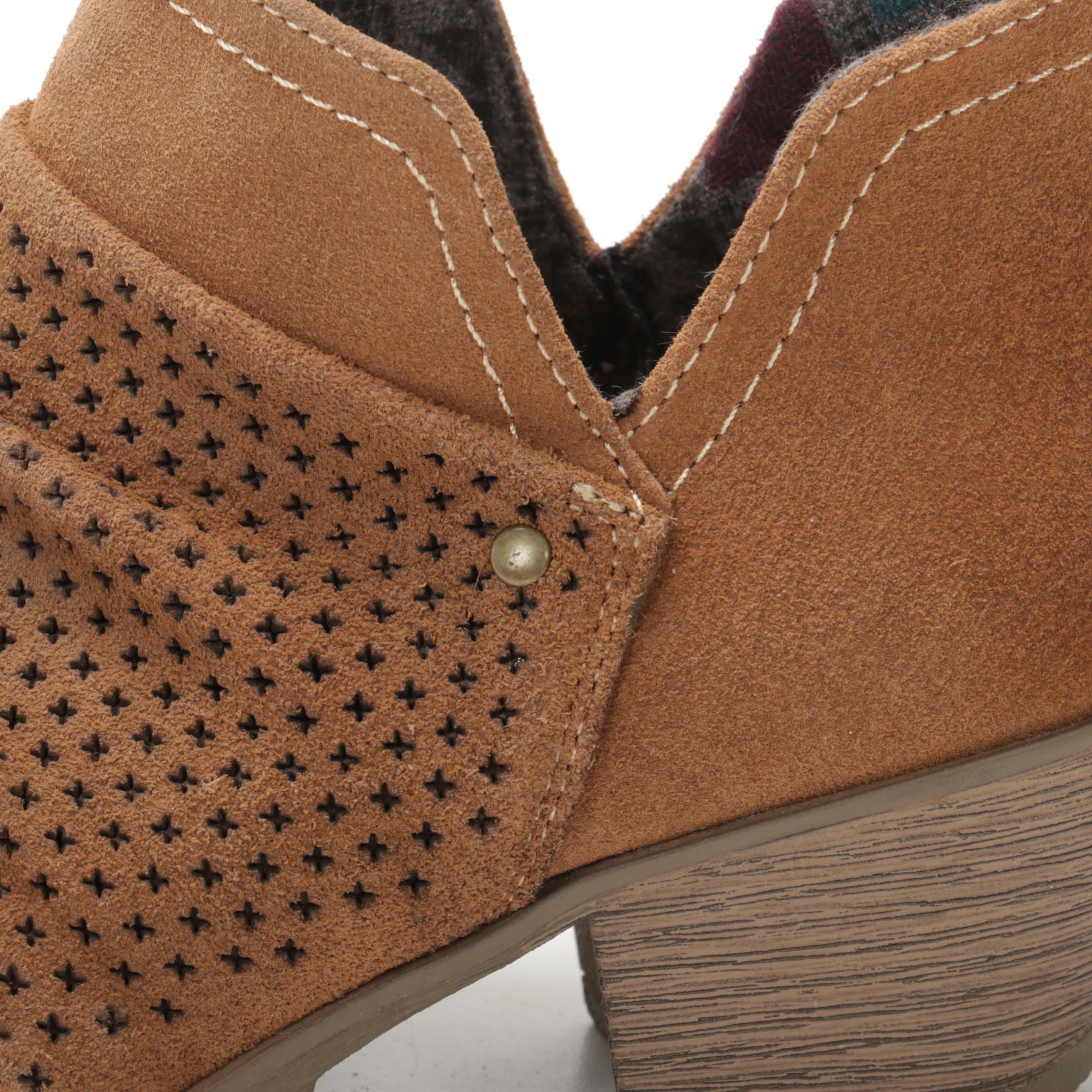 Earth Origins Oakland Amanda Booties in Cognac Suede