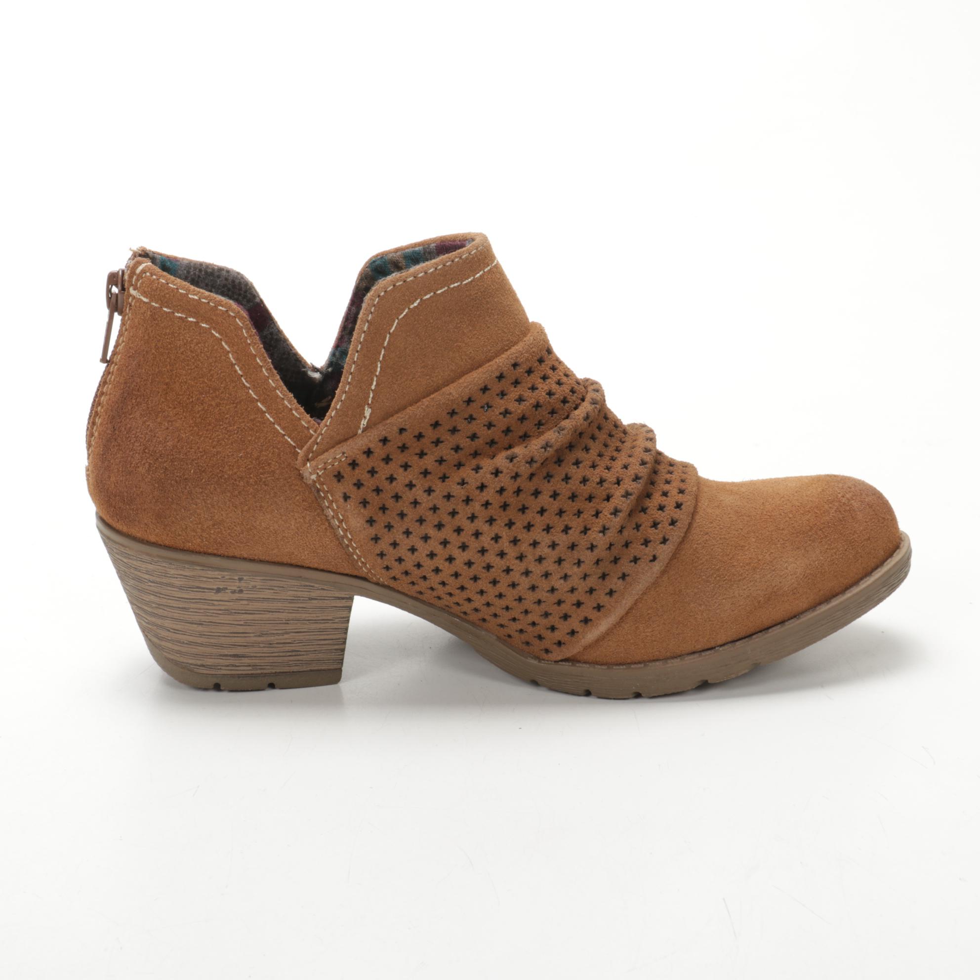 Earth Origins Oakland Amanda Booties in Cognac Suede