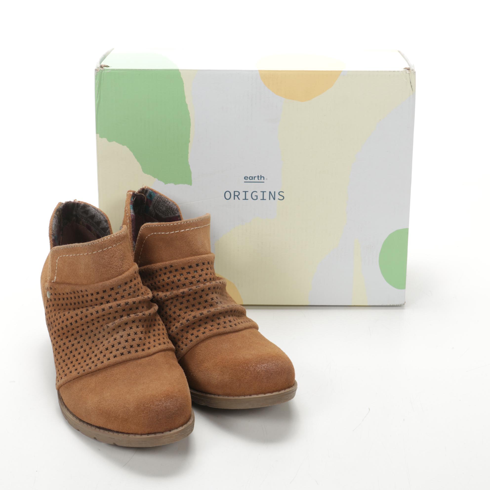 Earth Origins Oakland Amanda Booties in Cognac Suede