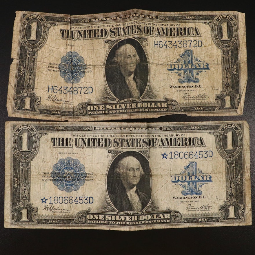 Large Format Series of 1923 Blue Seal Silver Certificates, Including Star Note