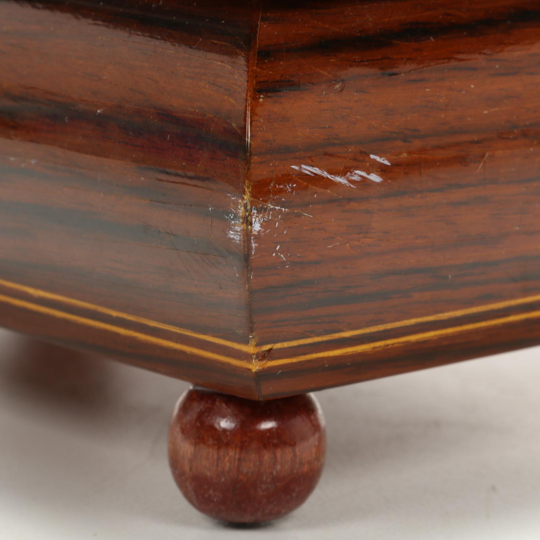 Marquetry Inlaid  Musical Jewelry Boxes and Decorative Box, Mid-Late 20th C.
