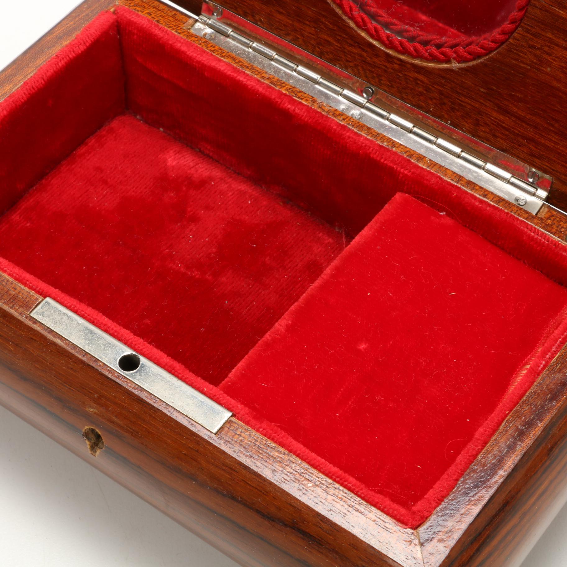 Marquetry Inlaid  Musical Jewelry Boxes and Decorative Box, Mid-Late 20th C.