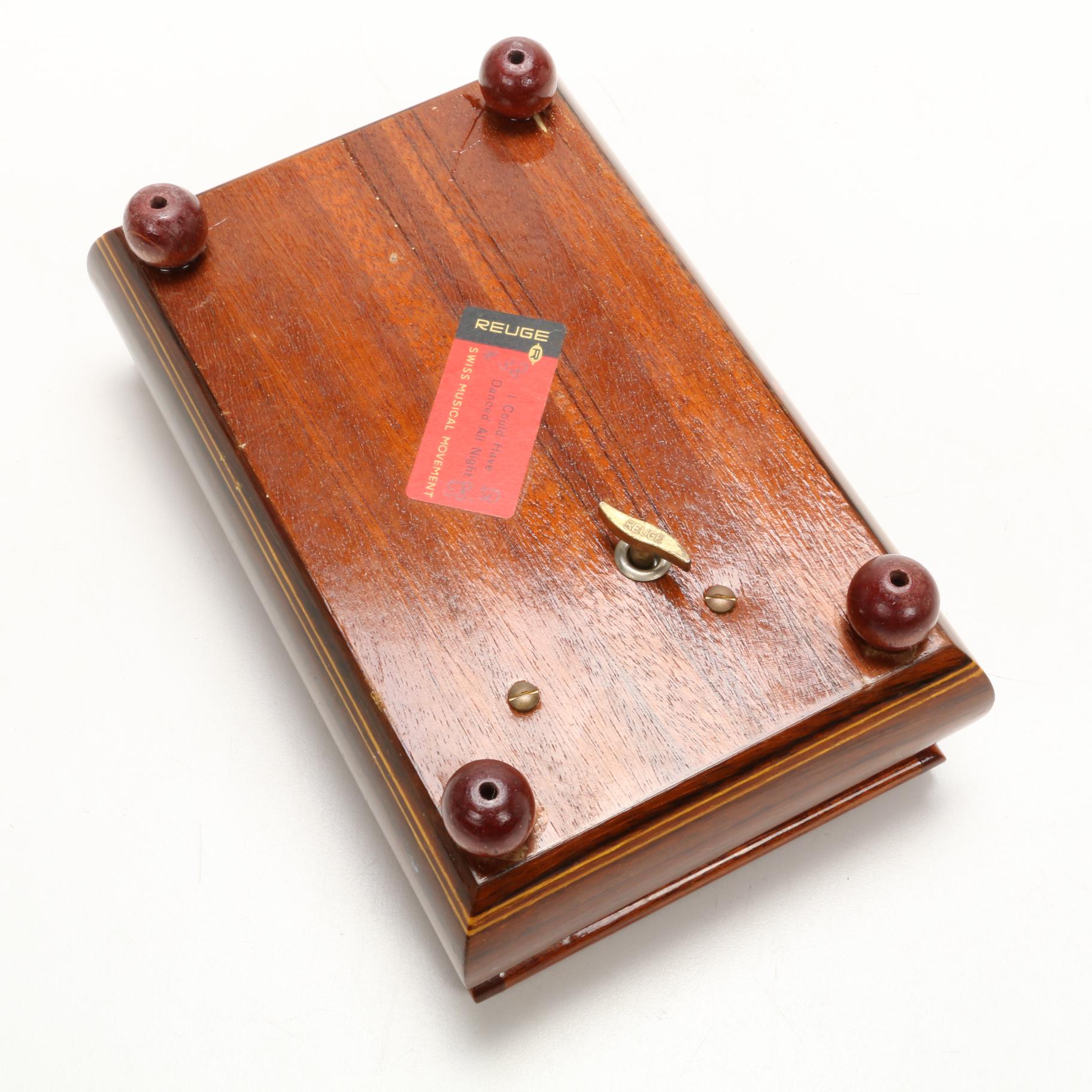 Marquetry Inlaid  Musical Jewelry Boxes and Decorative Box, Mid-Late 20th C.