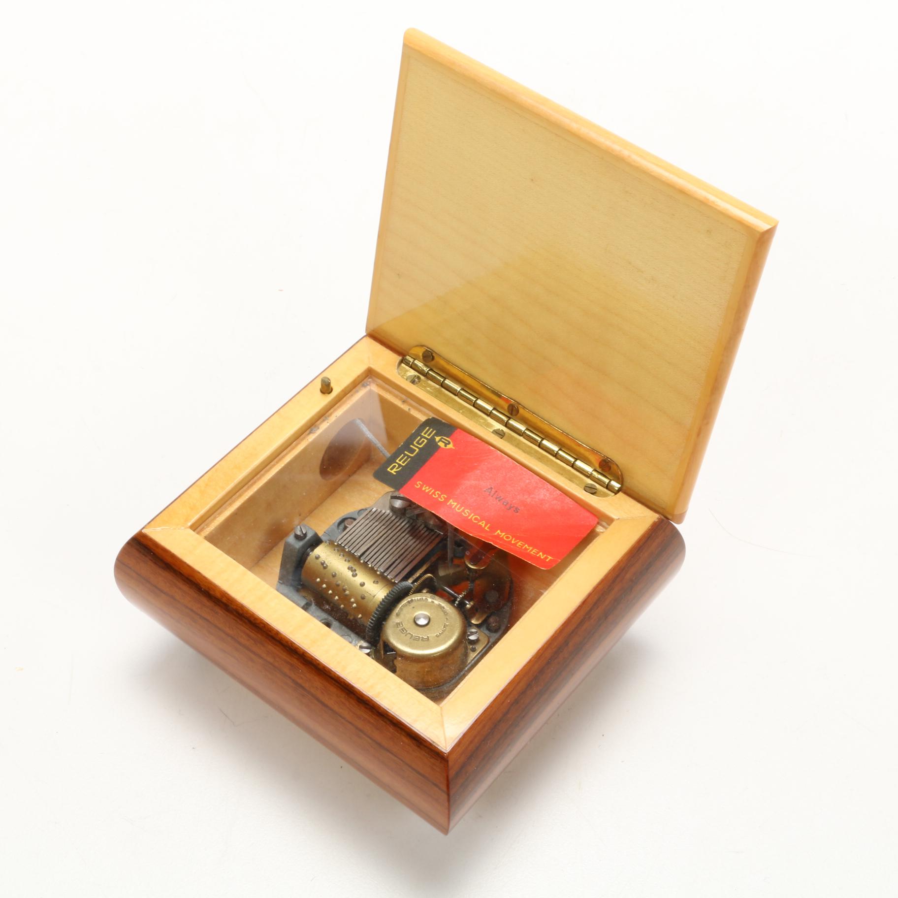 Marquetry Inlaid  Musical Jewelry Boxes and Decorative Box, Mid-Late 20th C.