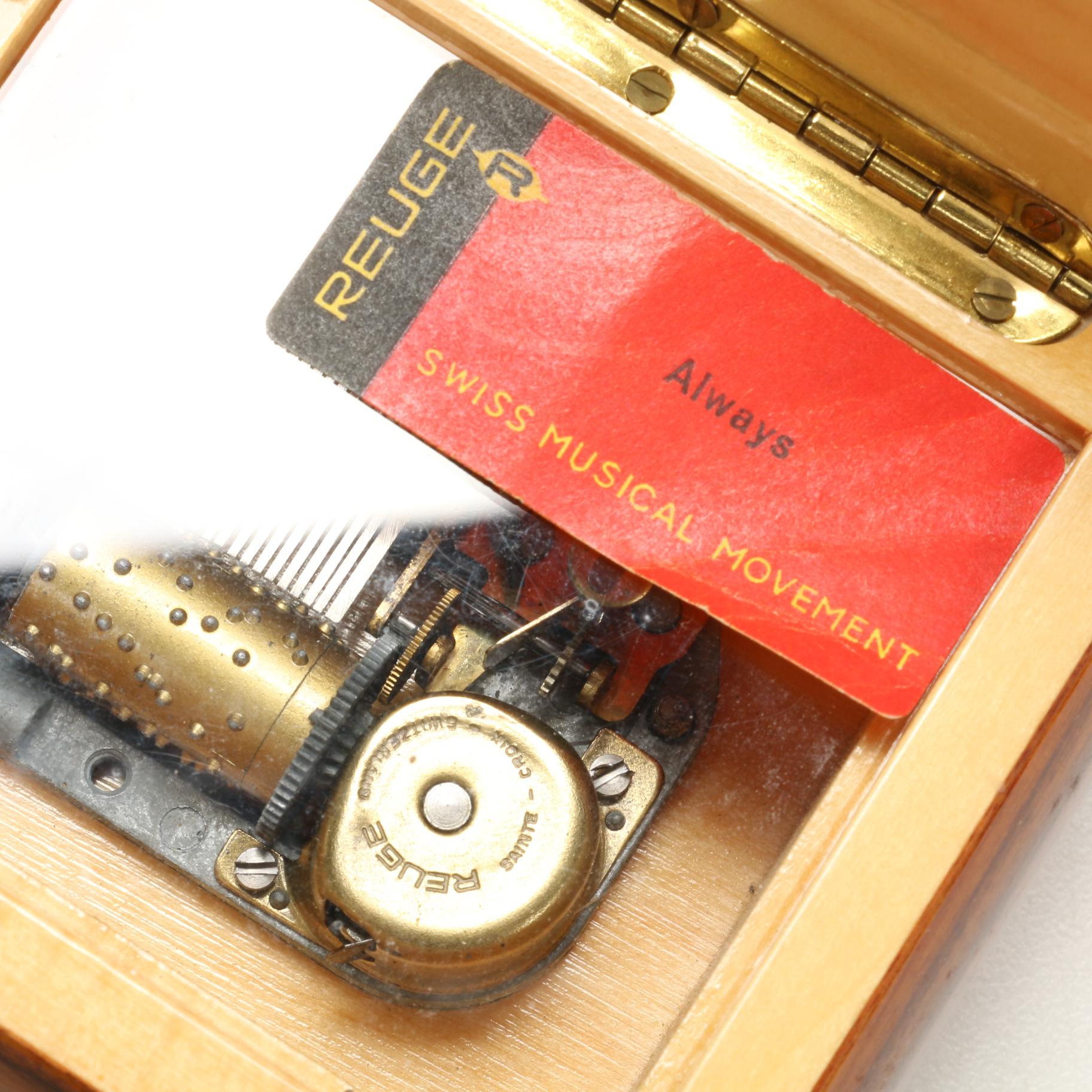 Marquetry Inlaid  Musical Jewelry Boxes and Decorative Box, Mid-Late 20th C.