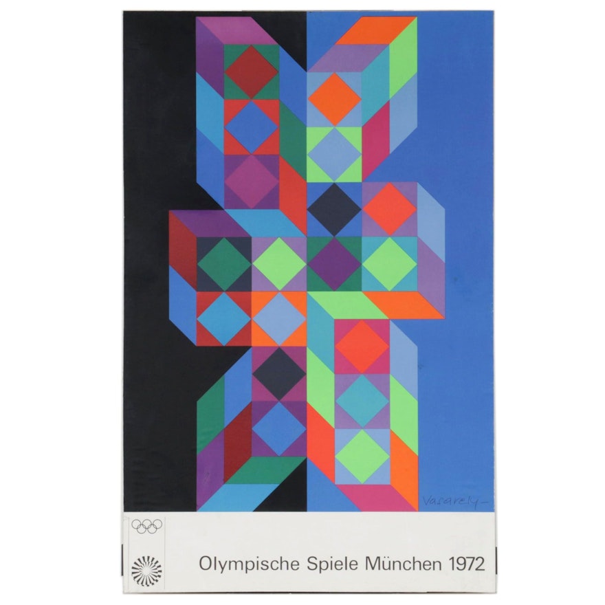 Serigraph Poster after Victor Vasarely for the Munich Olympic Games, 1972