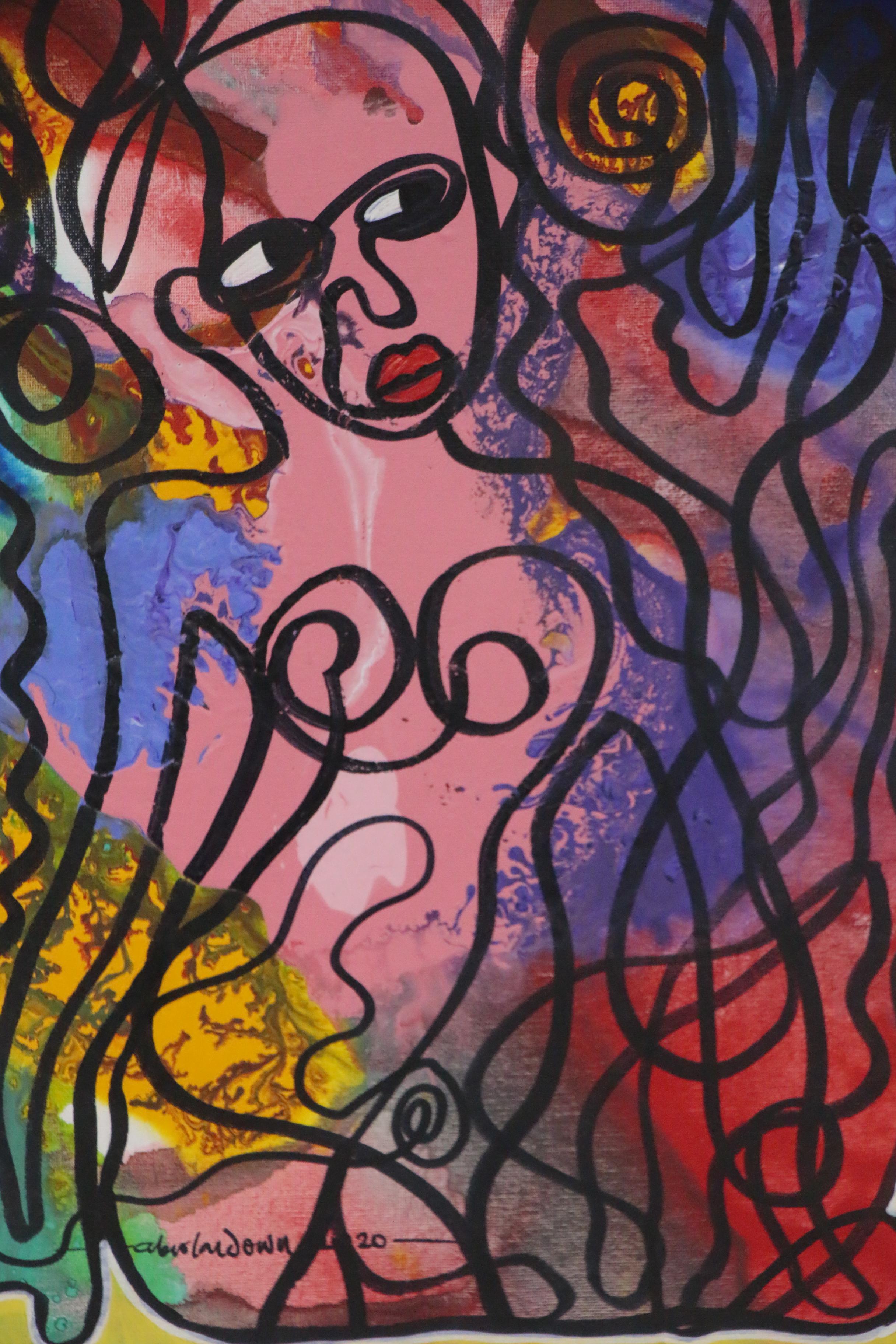 Abiola Idowu Mixed Media Painting "Creation of Eve," 2020