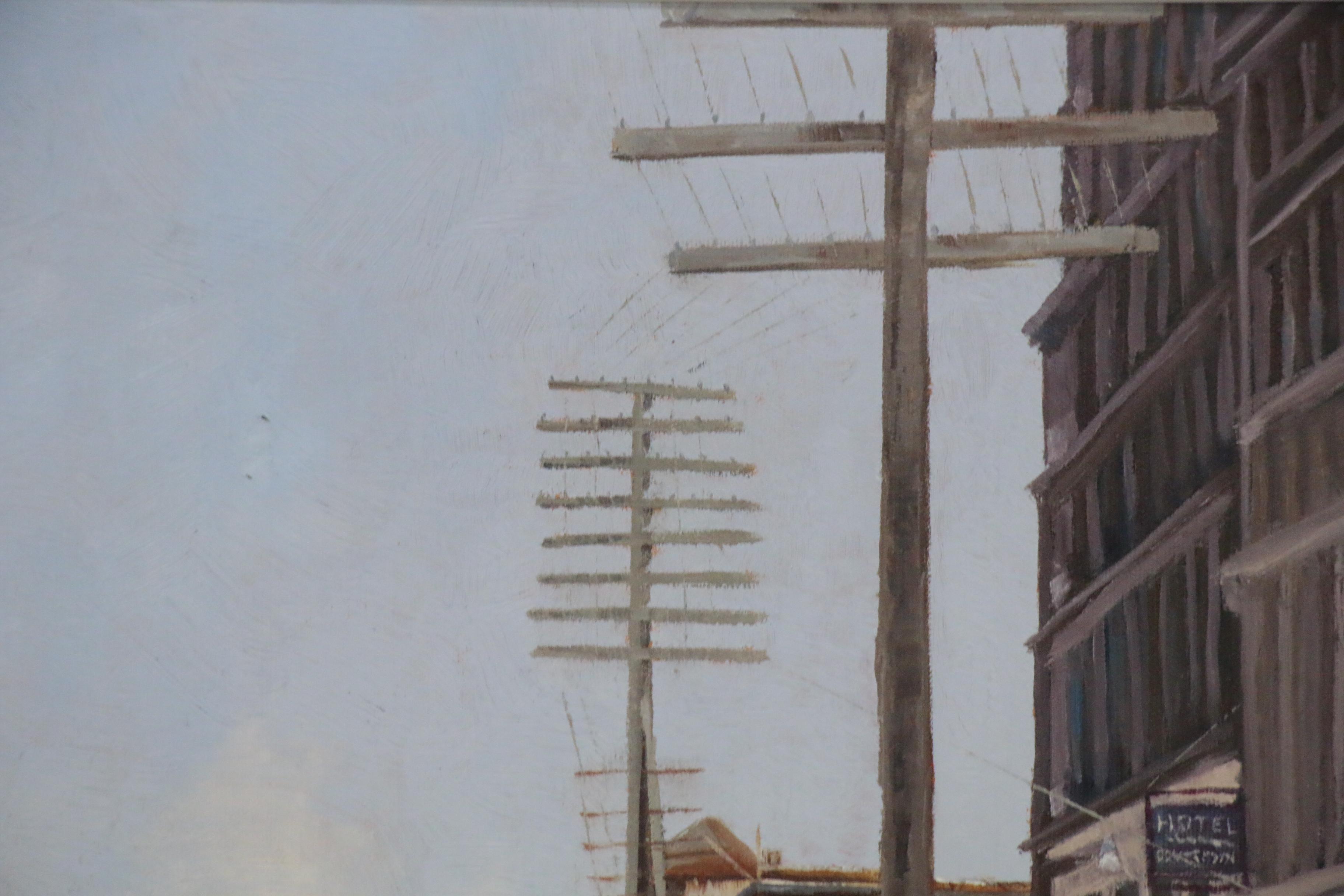 Fritz Keck Oil Painting of Historic New York with Street Cars, 21st Century