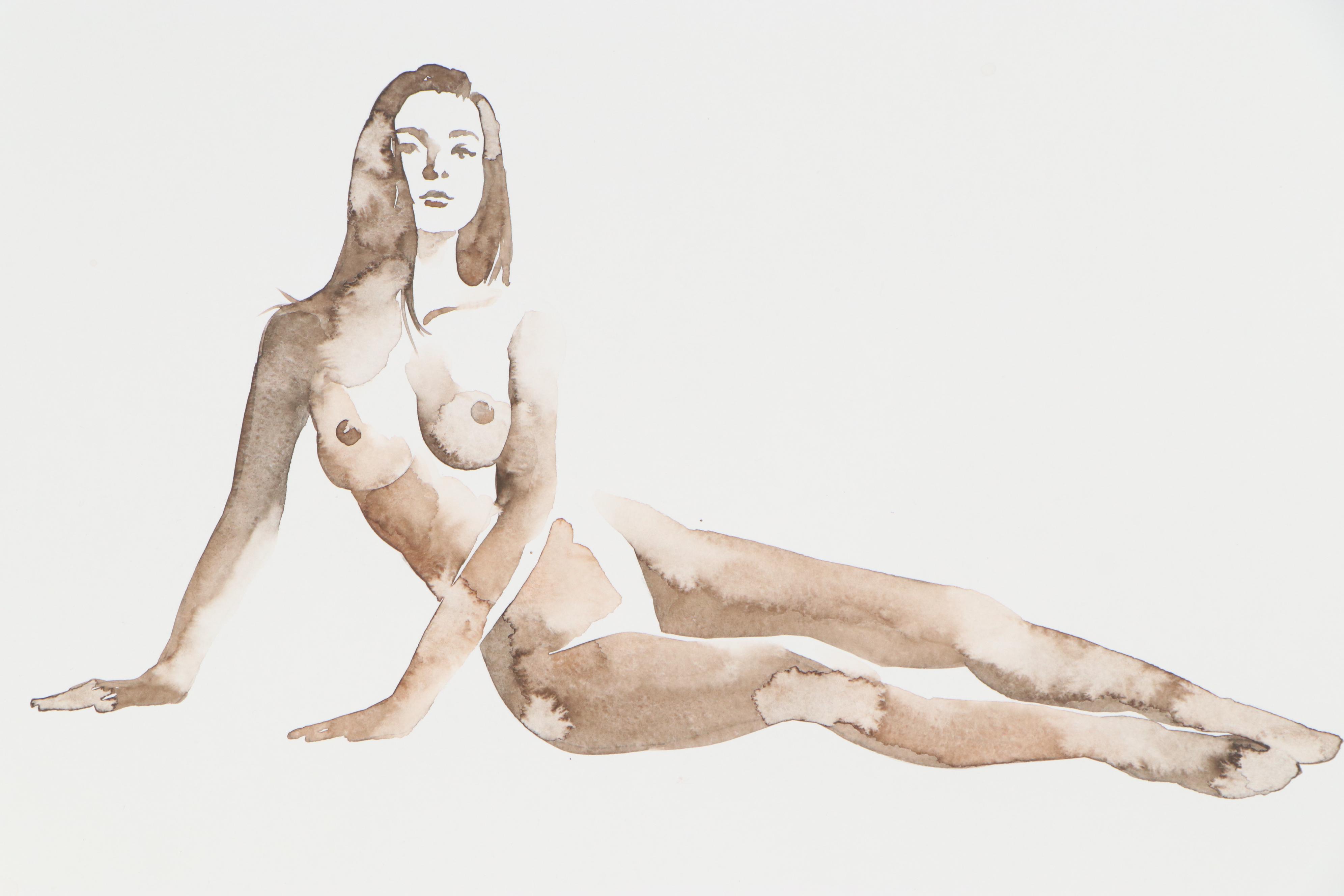 Anastasija Serdnova Watercolor Painting of a Nude, 2020