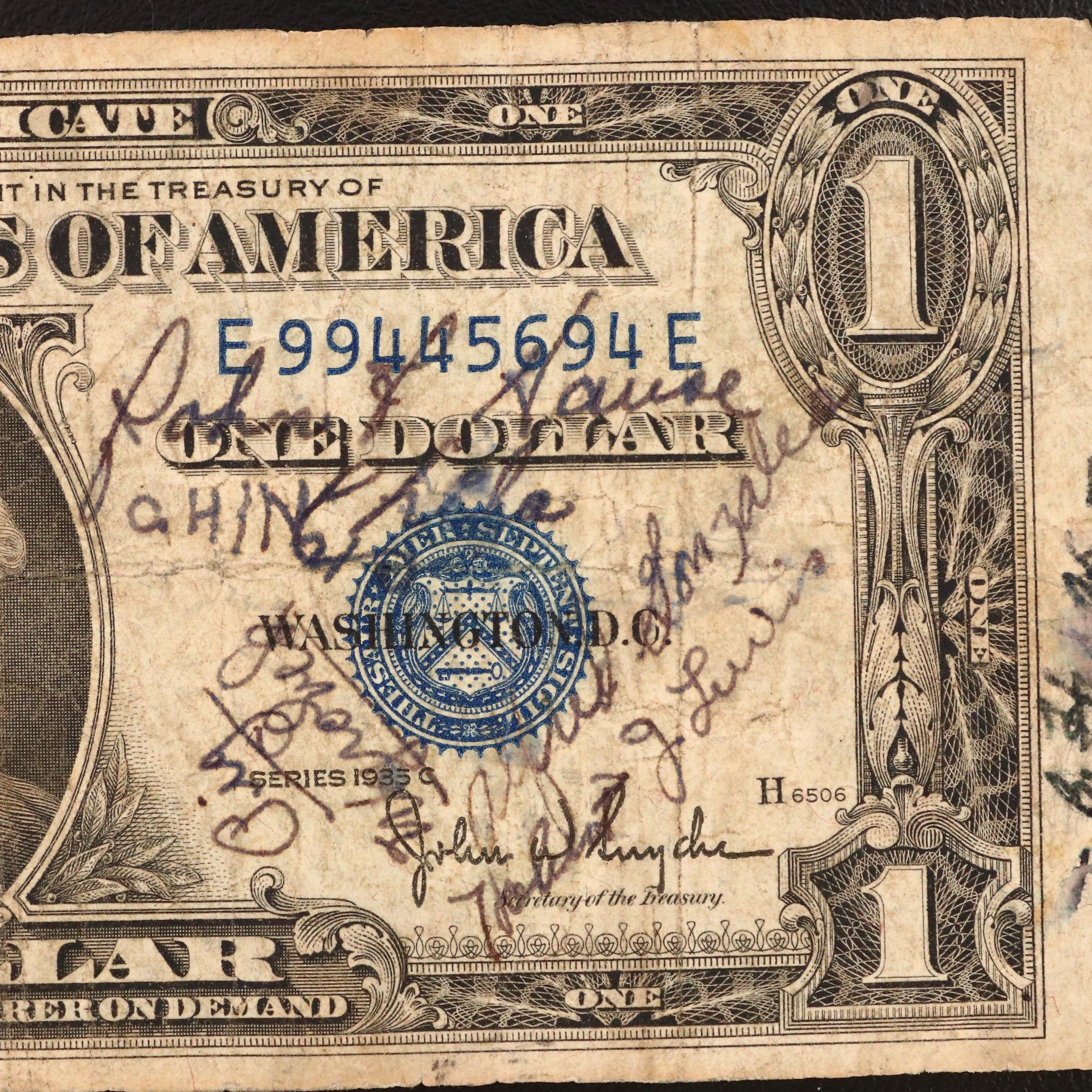 1935 "Short Snorter" and 1928 "Funny Back" Silver Certificates