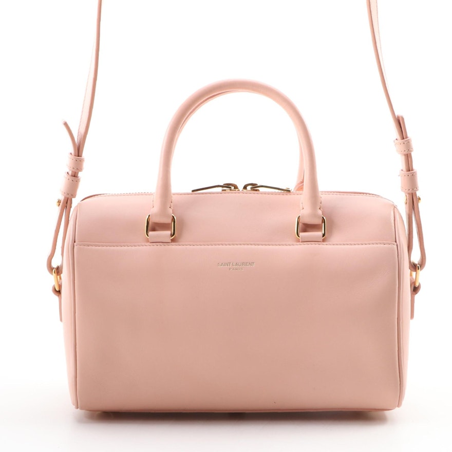 Yves Saint Laurent Baby Classic Duffle Two-Way Satchel in Blush Calfskin Leather
