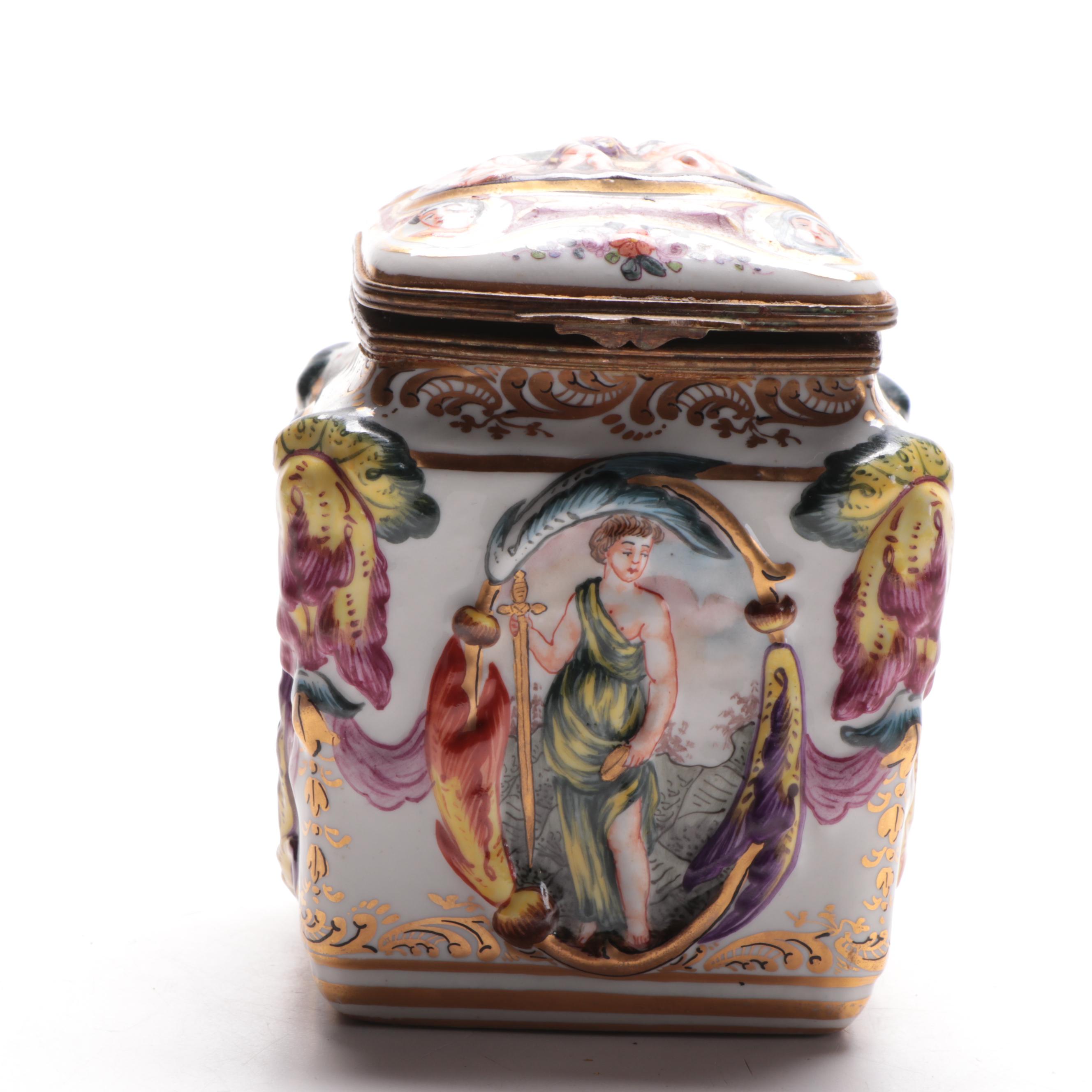 Carl Theime Capodimonte Style Porcelain Dresser Box, Late 19th/ Early 20th C.