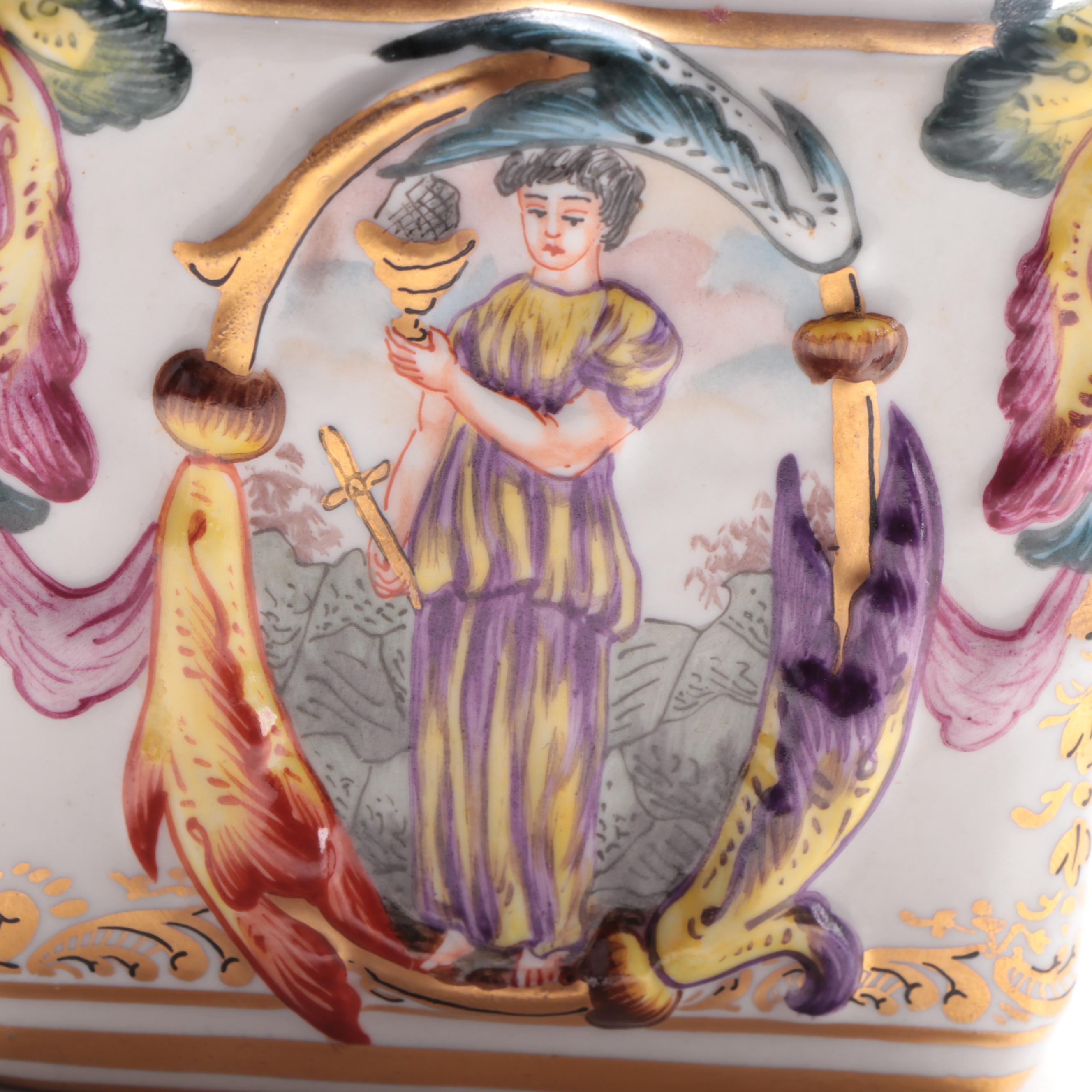 Carl Theime Capodimonte Style Porcelain Dresser Box, Late 19th/ Early 20th C.
